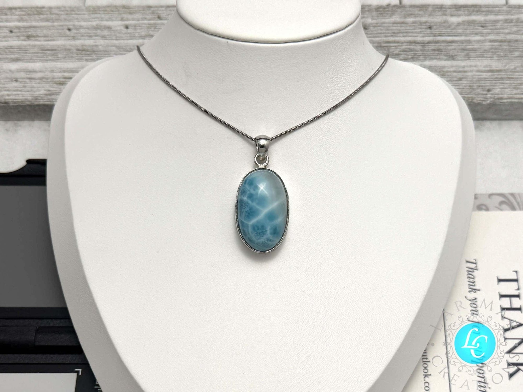 Larimar teardop pendant - Larimar Creations