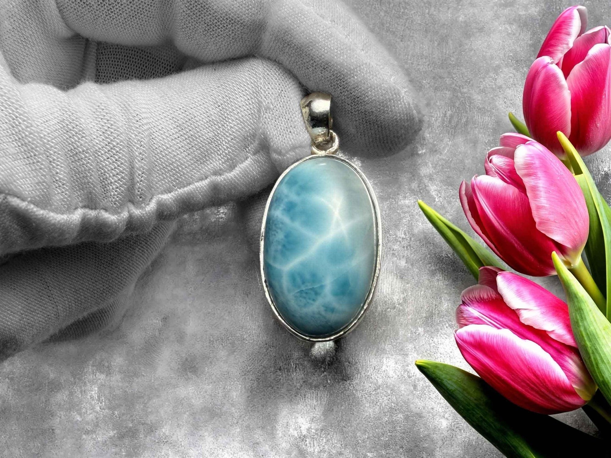 Larimar teardop pendant - Larimar Creations