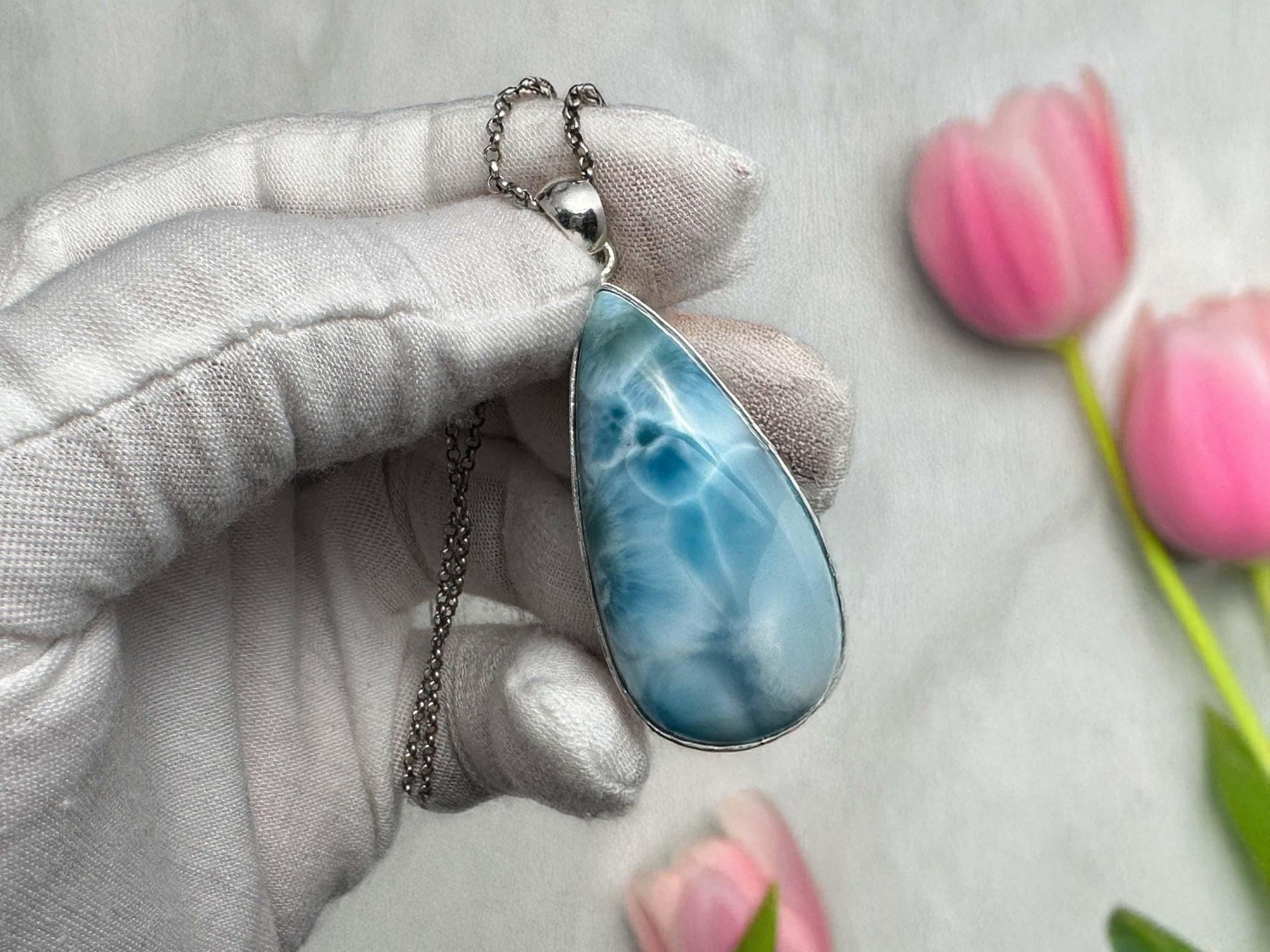Larimar Teardop Pendant - Larimar Creations