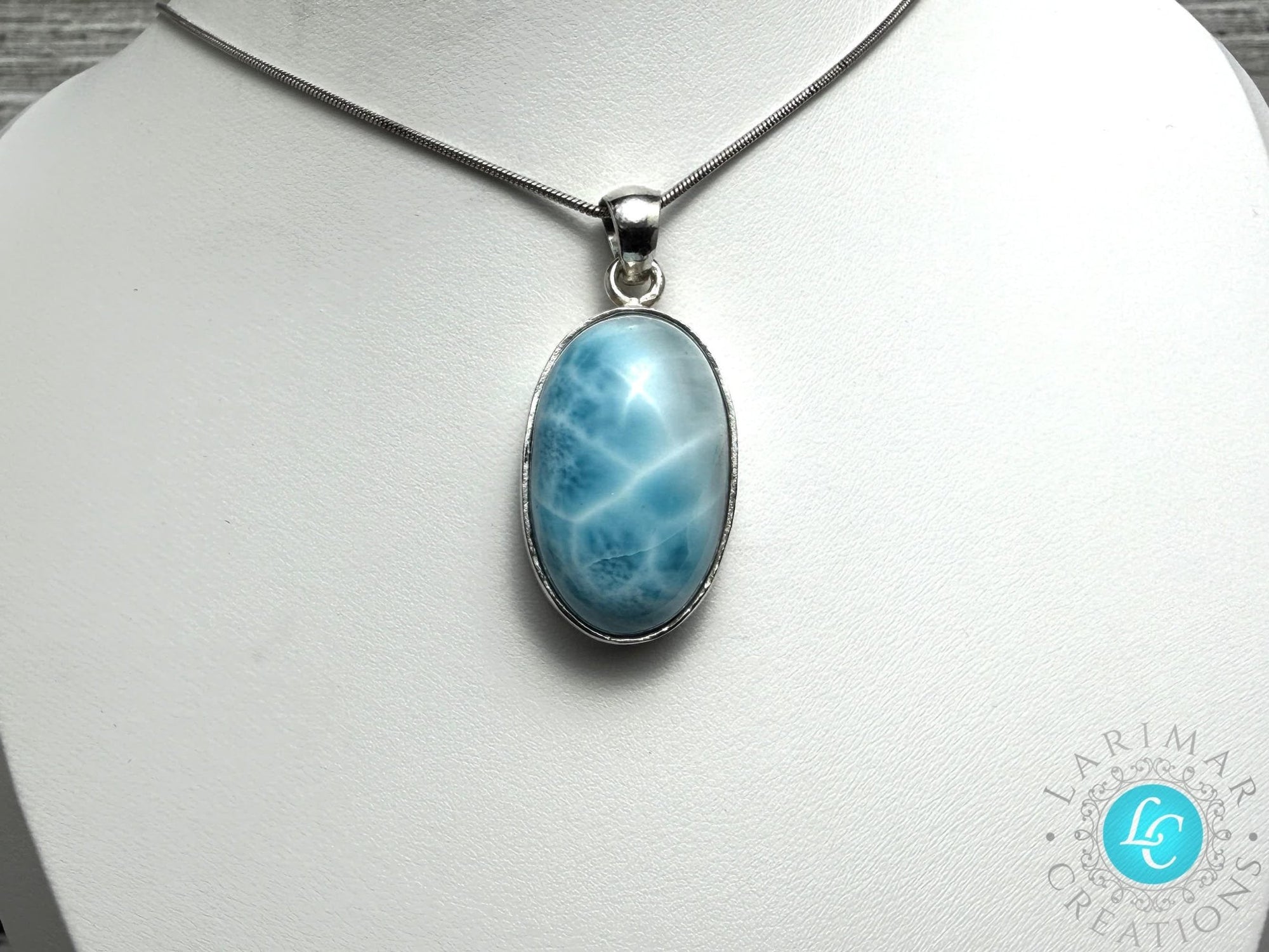 Larimar teardop pendant - Larimar Creations