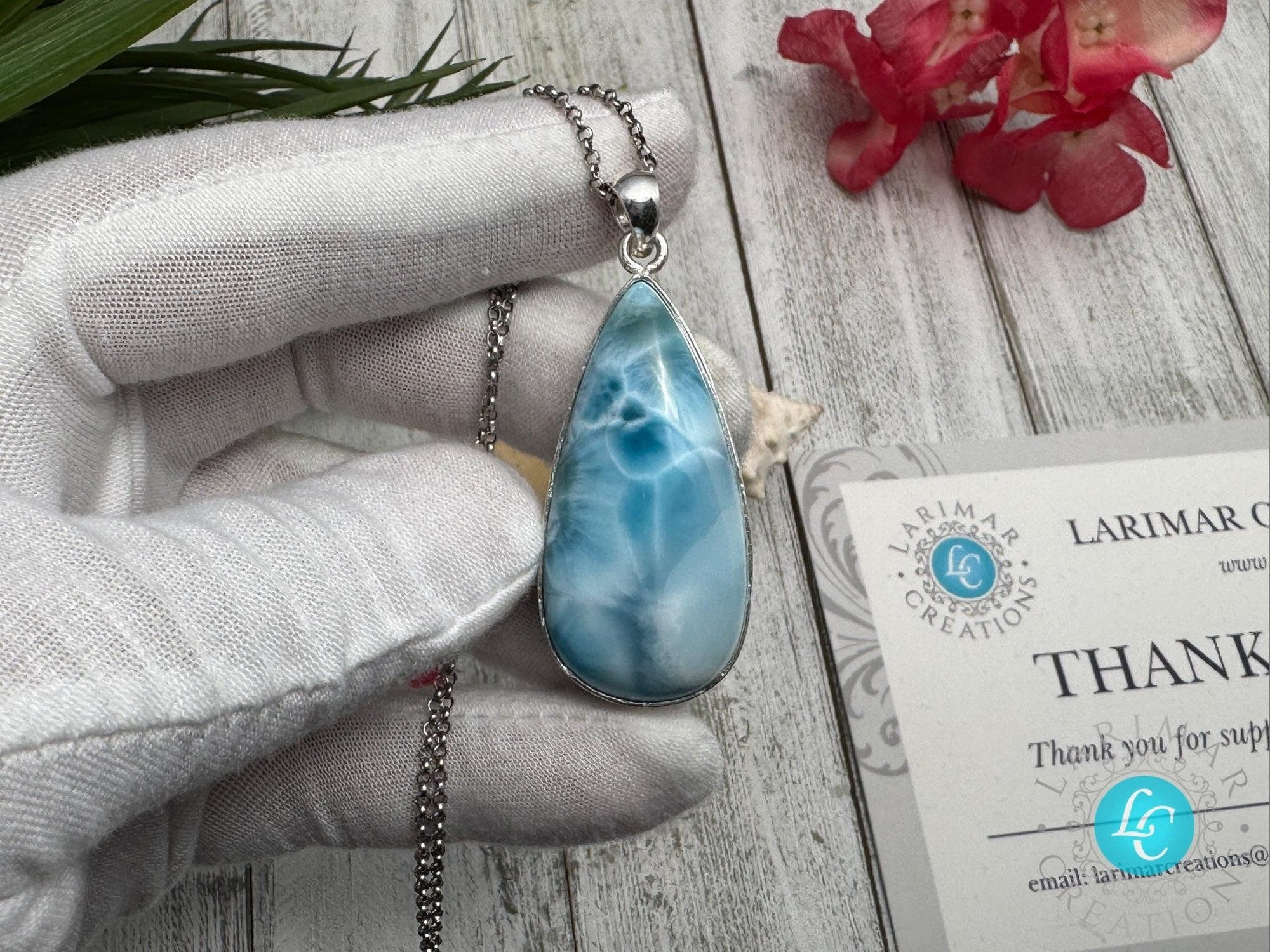 Larimar Teardop Pendant - Larimar Creations