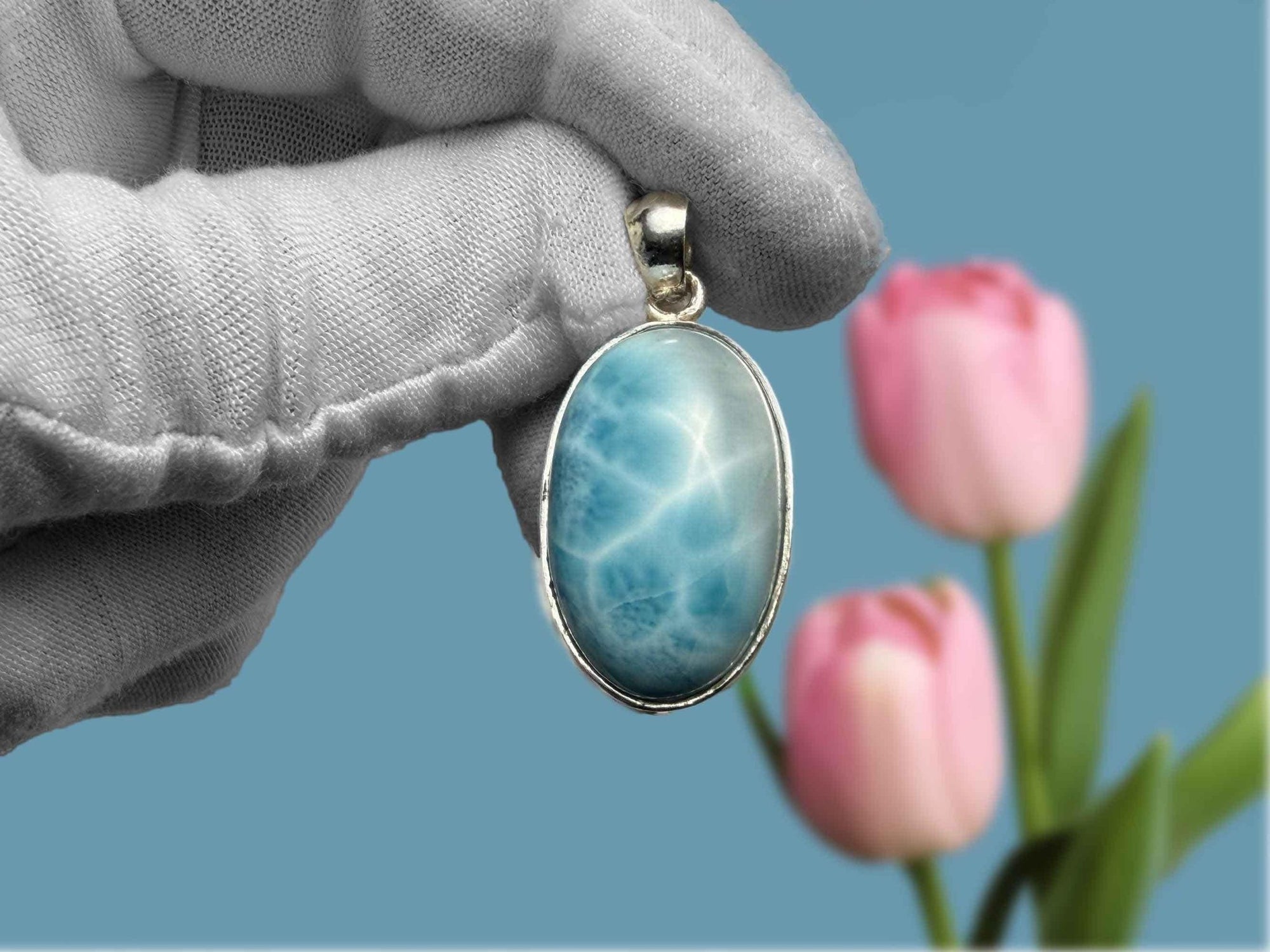 Larimar teardop pendant - Larimar Creations