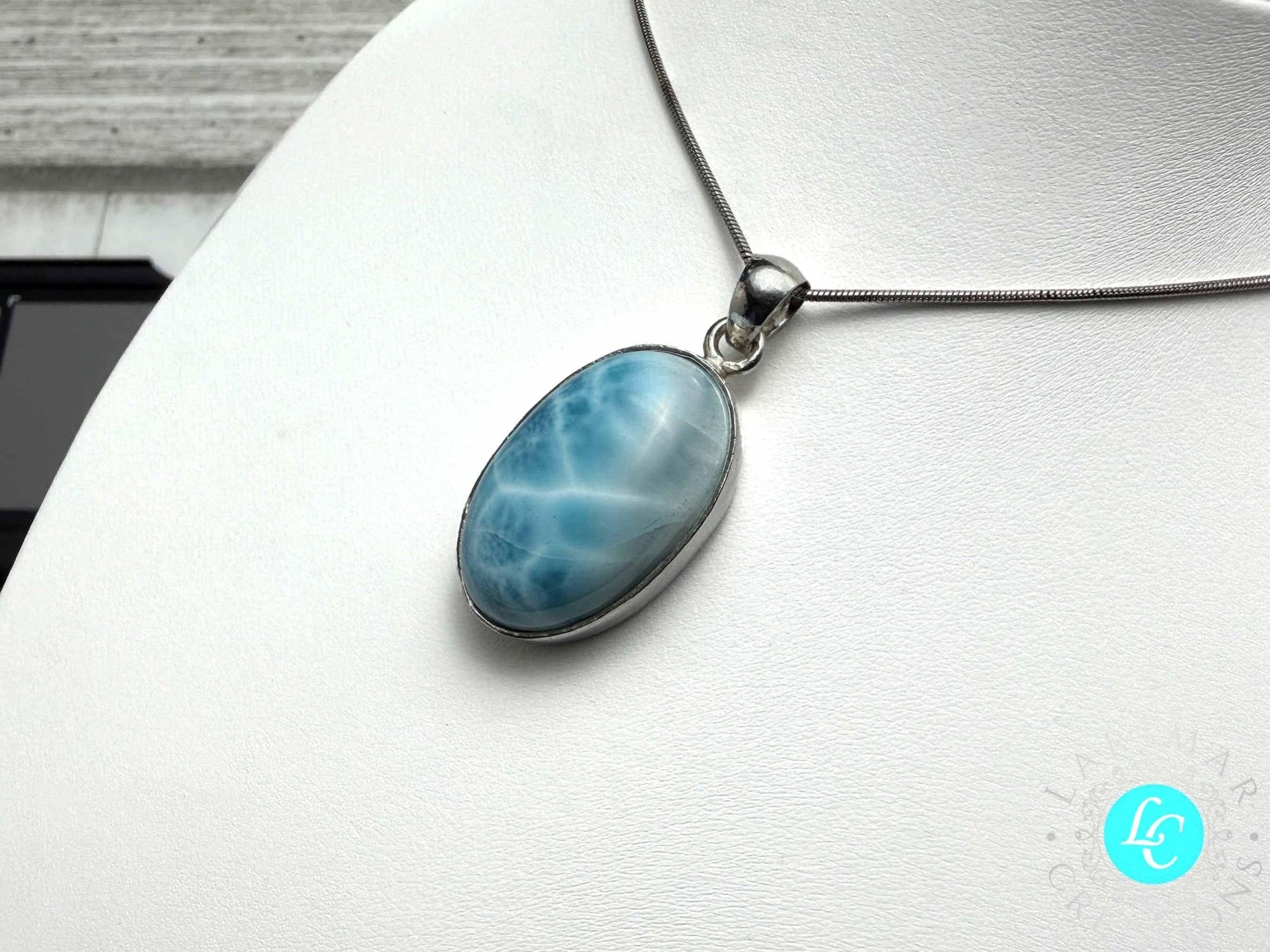 Larimar teardop pendant - Larimar Creations