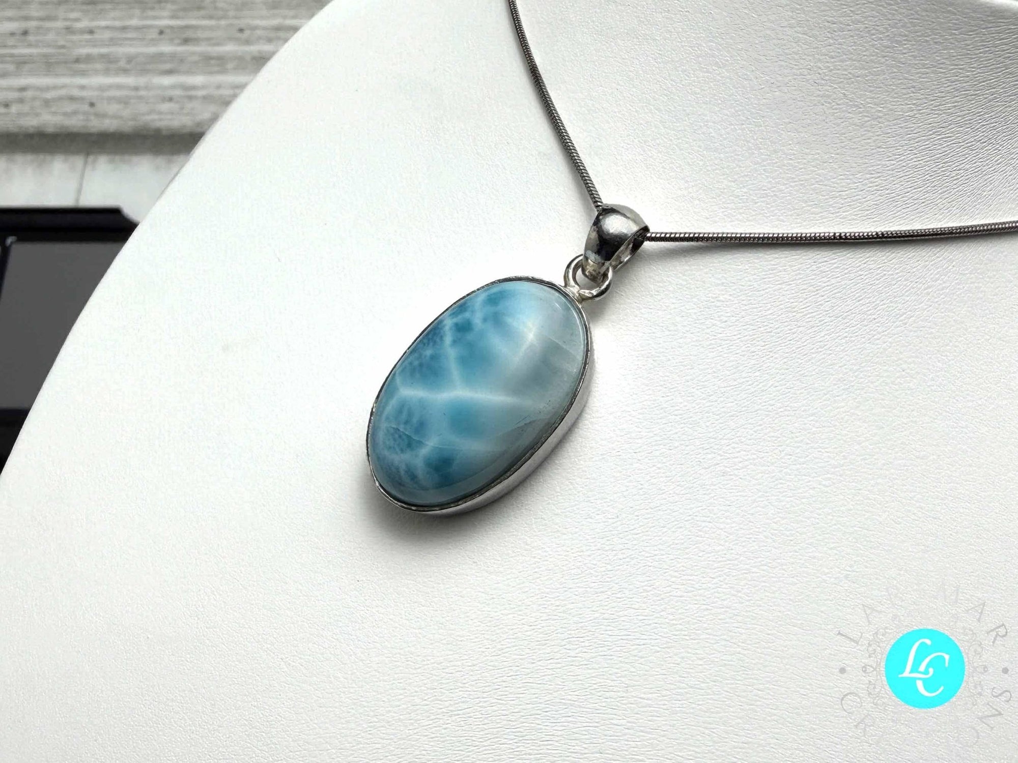 Larimar teardop pendant - Larimar Creations