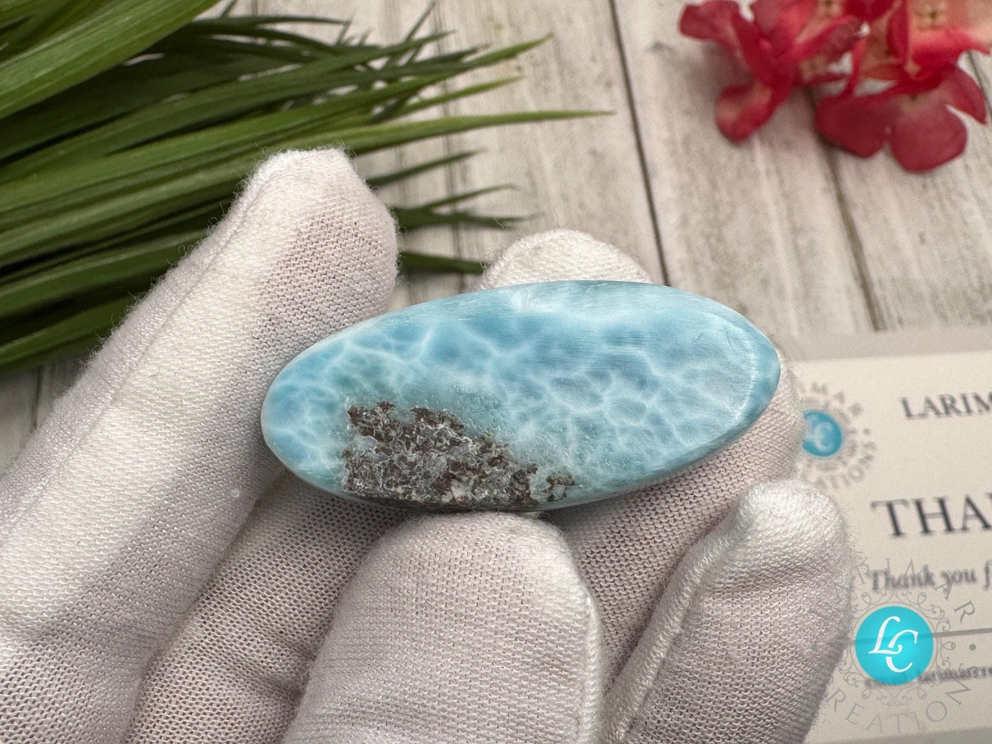 Larimar teardrop Cabochon - Larimar Creations