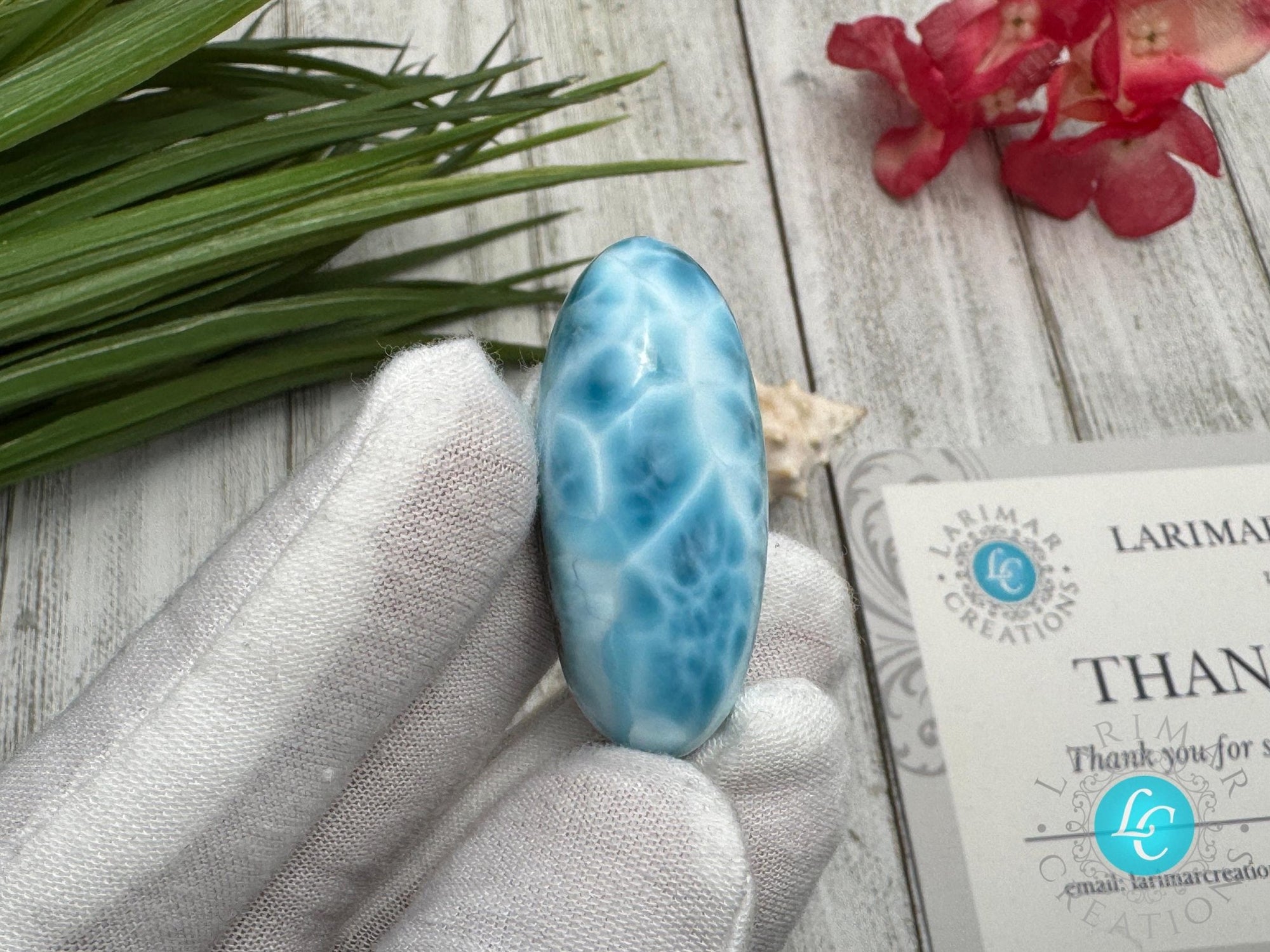 Larimar teardrop Cabochon - Larimar Creations