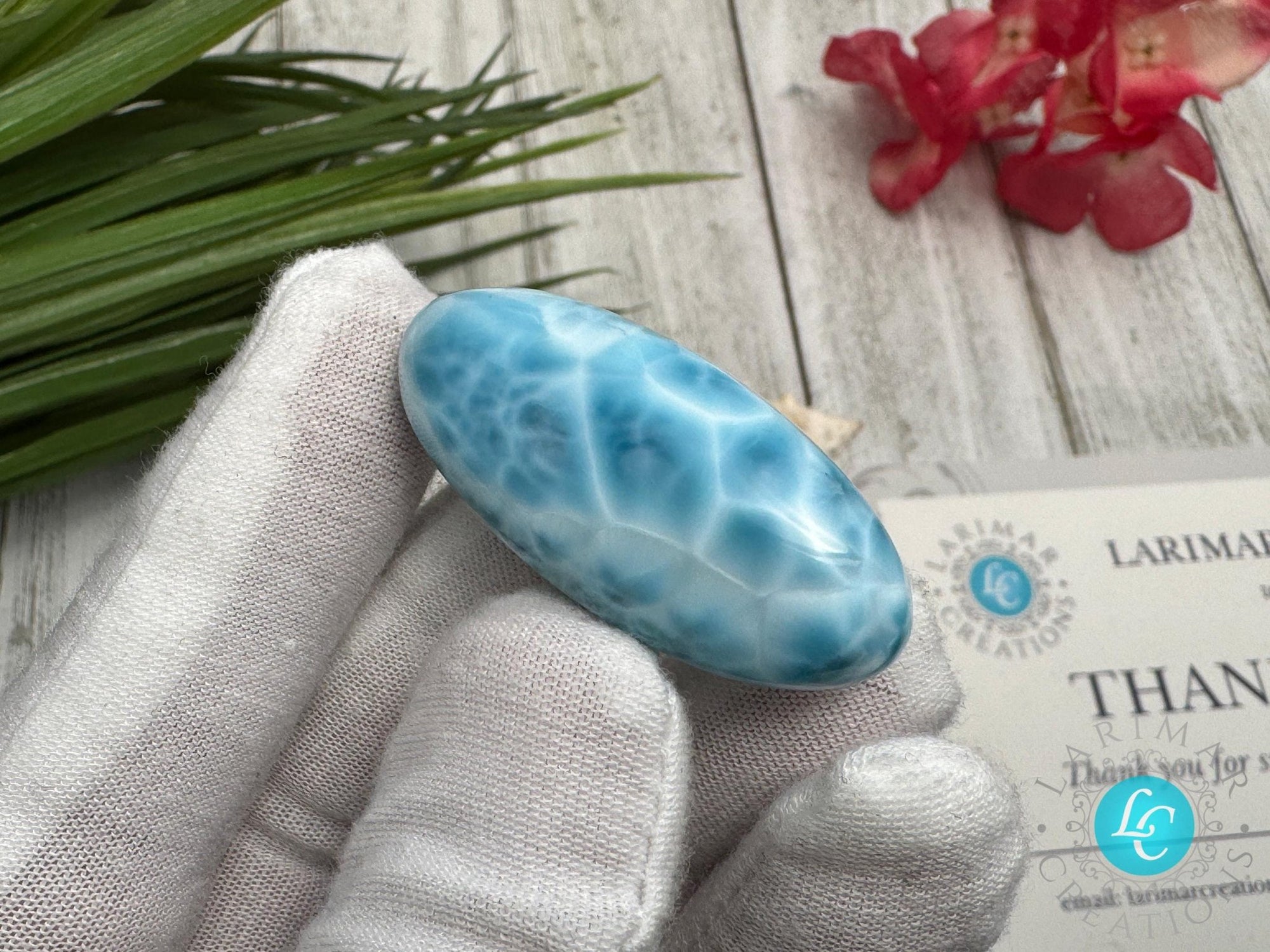 Larimar teardrop Cabochon - Larimar Creations