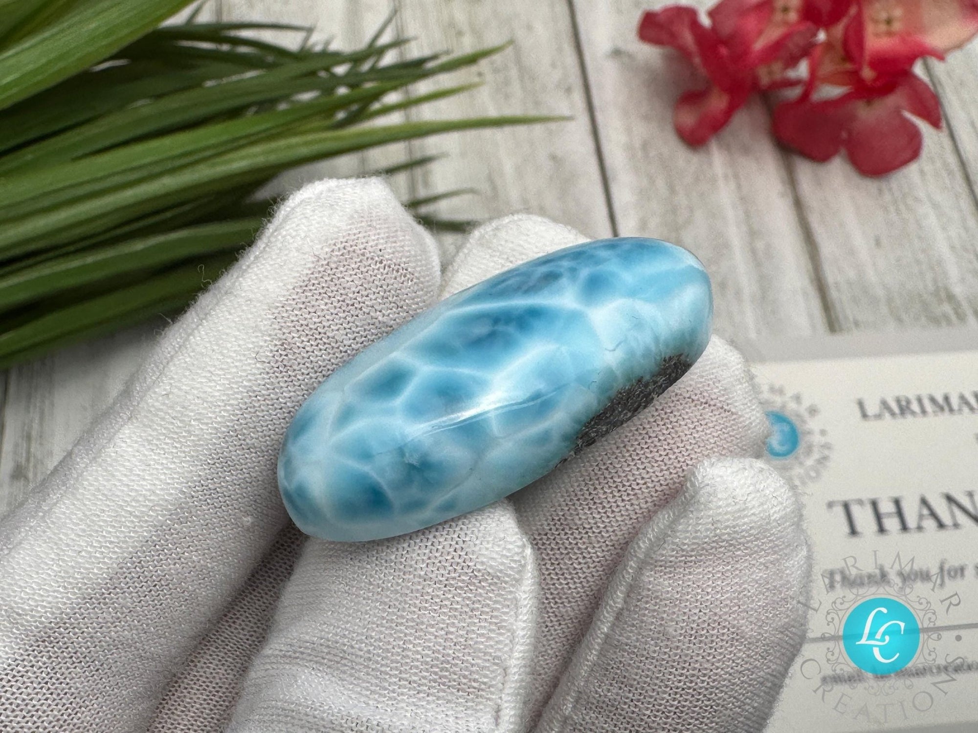 Larimar teardrop Cabochon - Larimar Creations