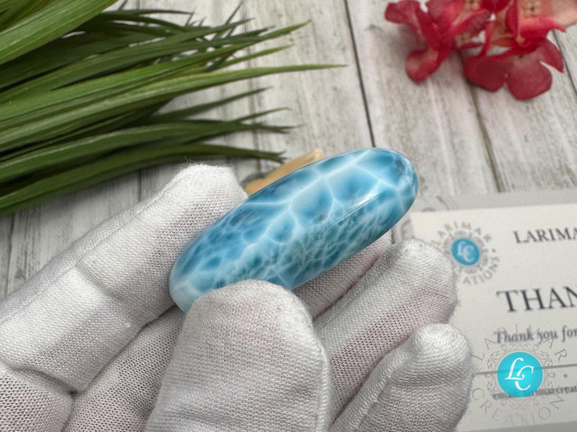 Larimar teardrop Cabochon - Larimar Creations