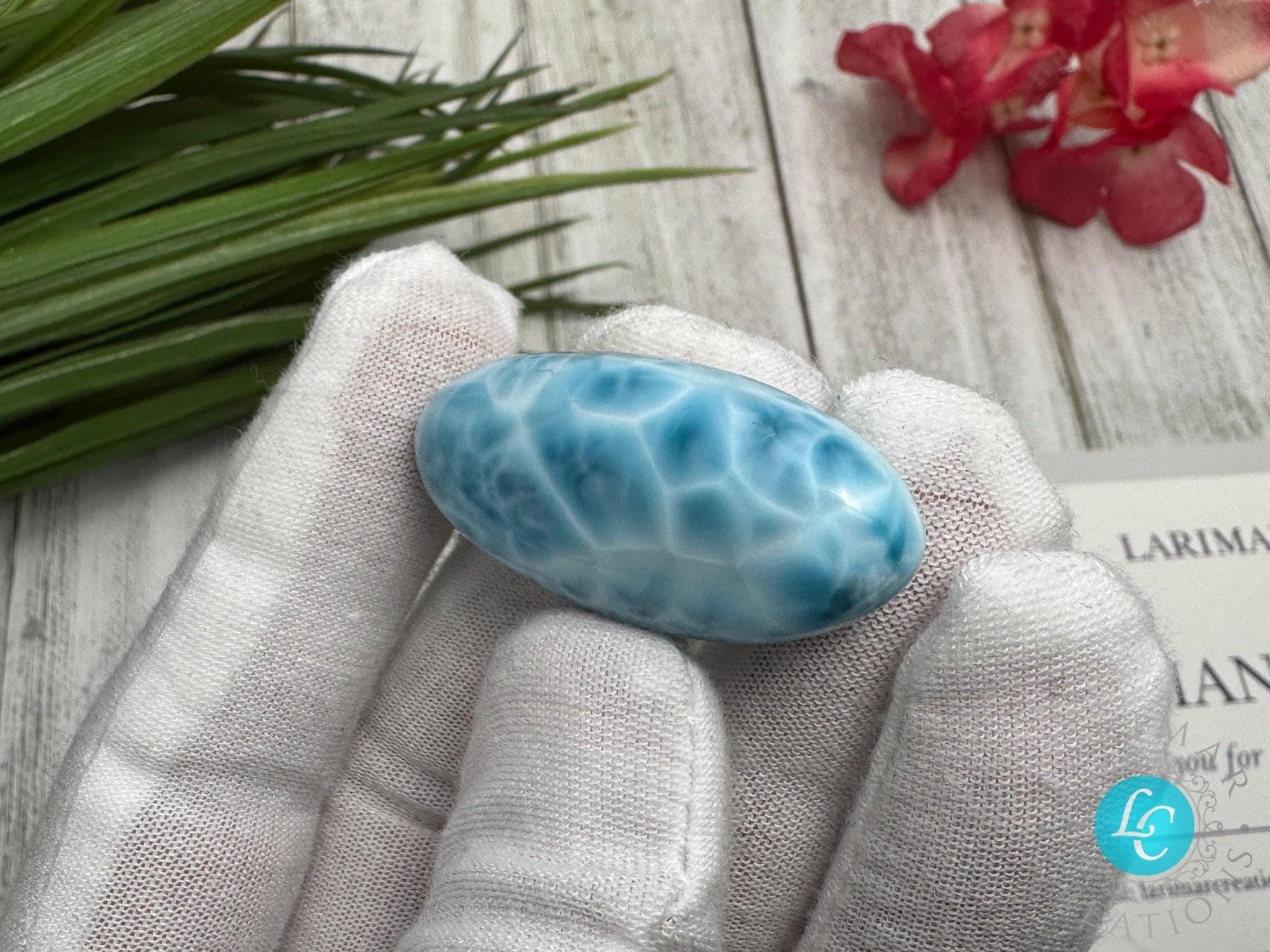 Larimar teardrop Cabochon - Larimar Creations