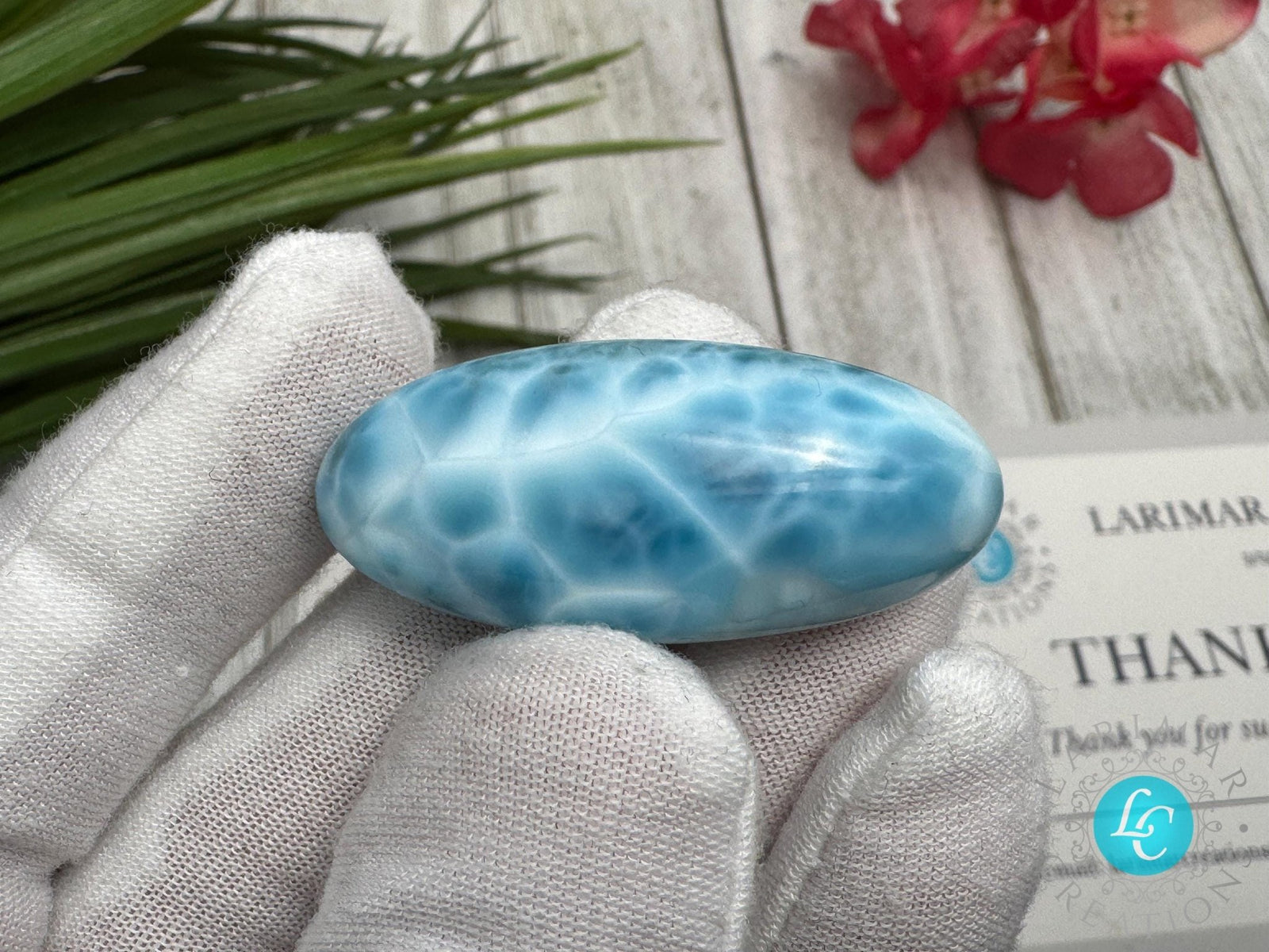 Larimar teardrop Cabochon - Larimar Creations