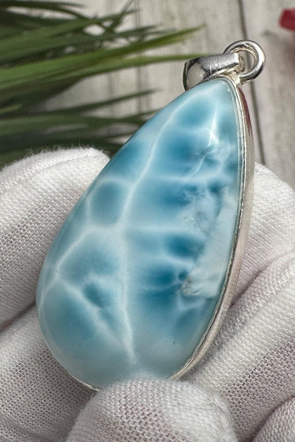 Larimar Teardrop Necklace, 925 sterling silver - Larimar Creations