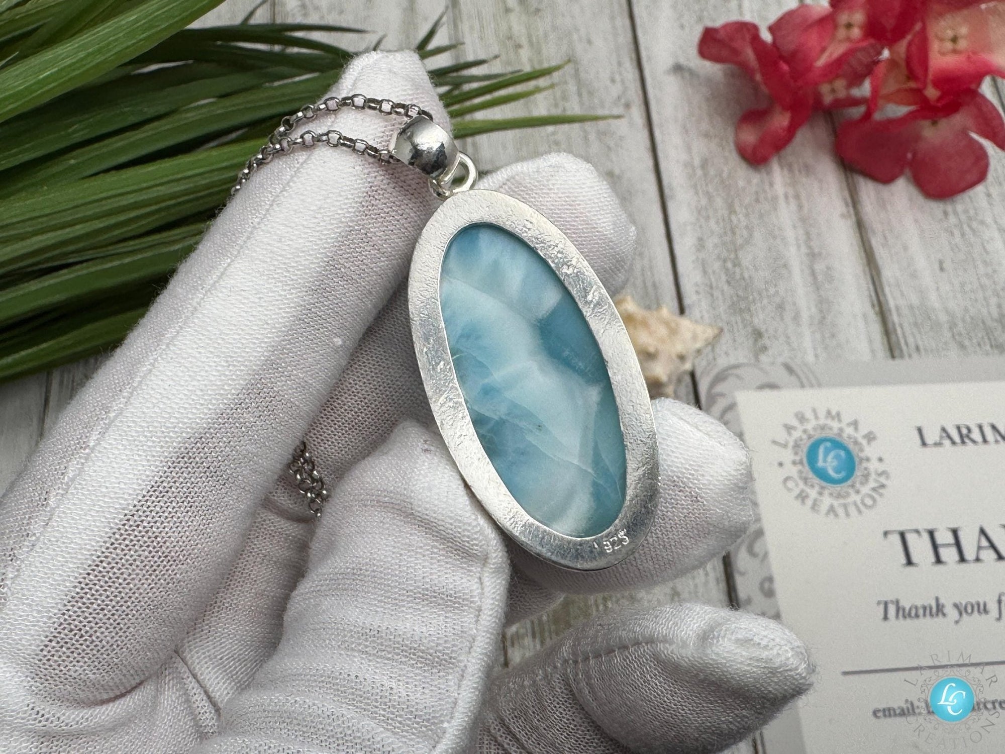 Larimar Teardrop Pendant 925 S Silver - Larimar Creations