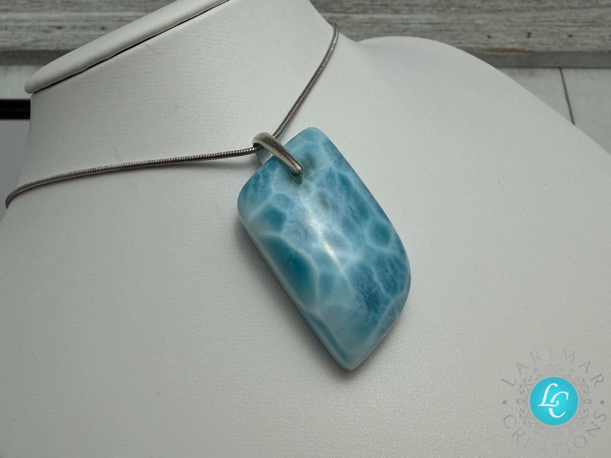 Larimar Teardrop Pendant, 925 S Silver - Larimar Creations