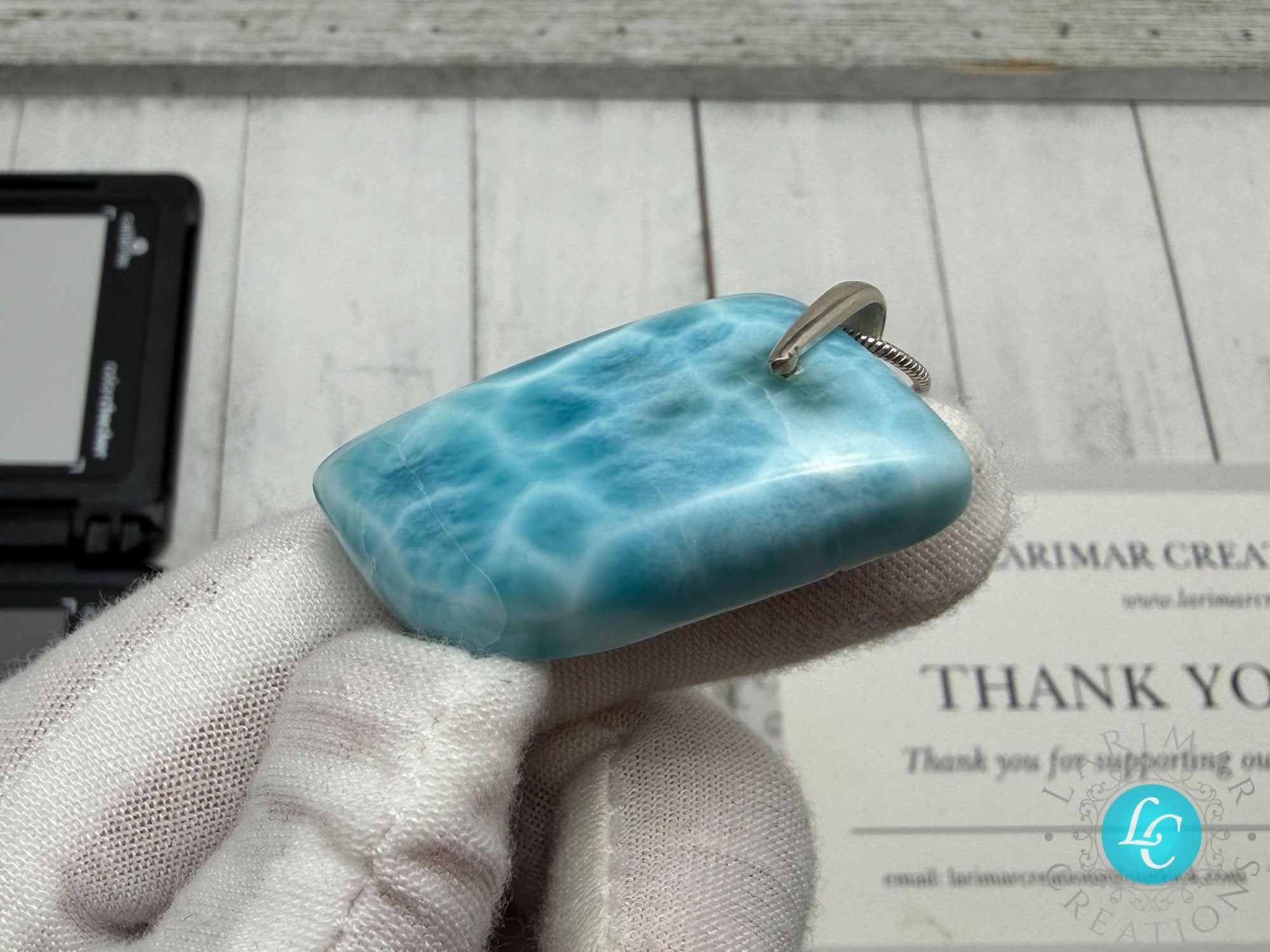 Larimar Teardrop Pendant, 925 S Silver - Larimar Creations