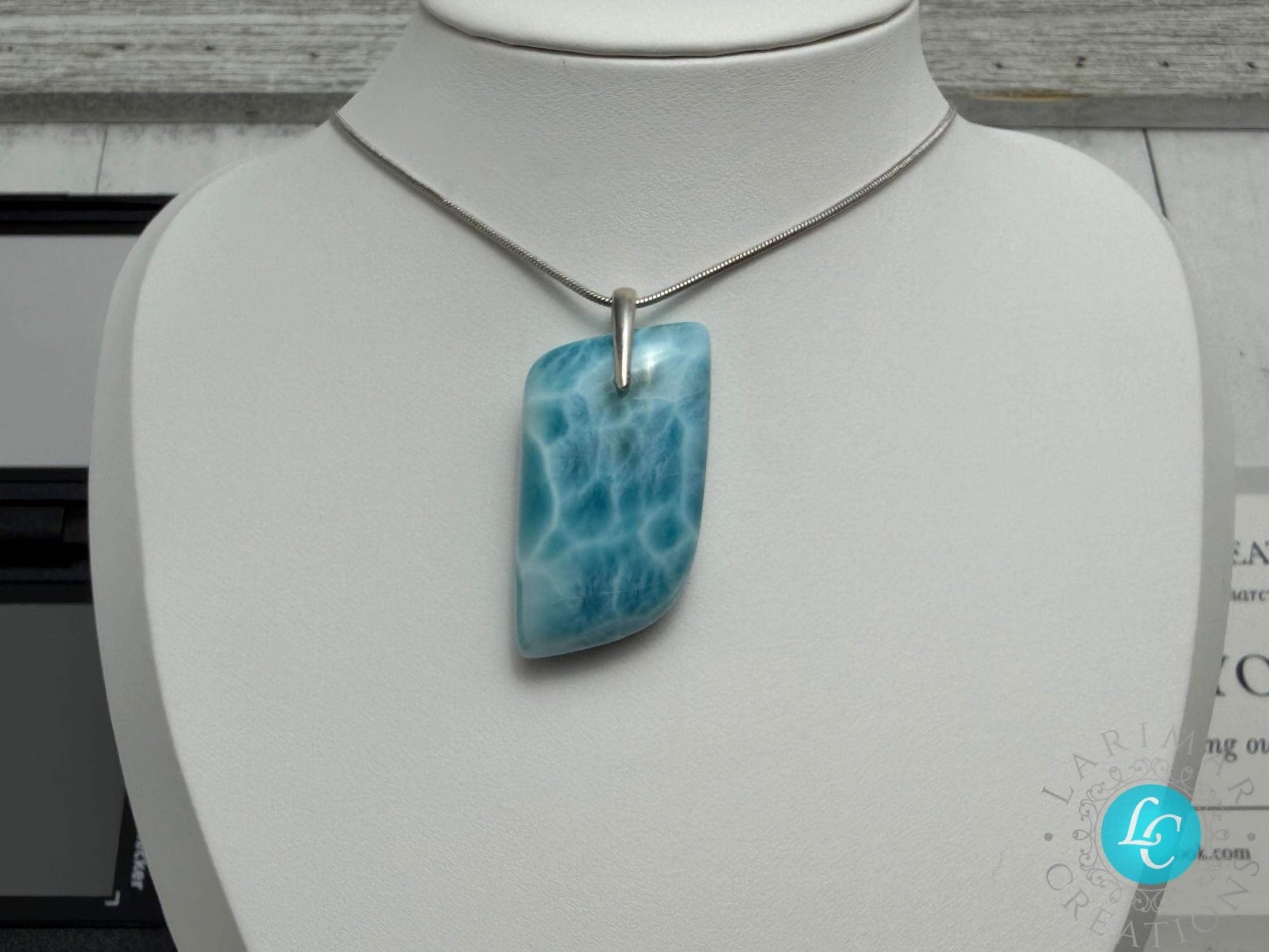 Larimar Teardrop Pendant, 925 S Silver - Larimar Creations