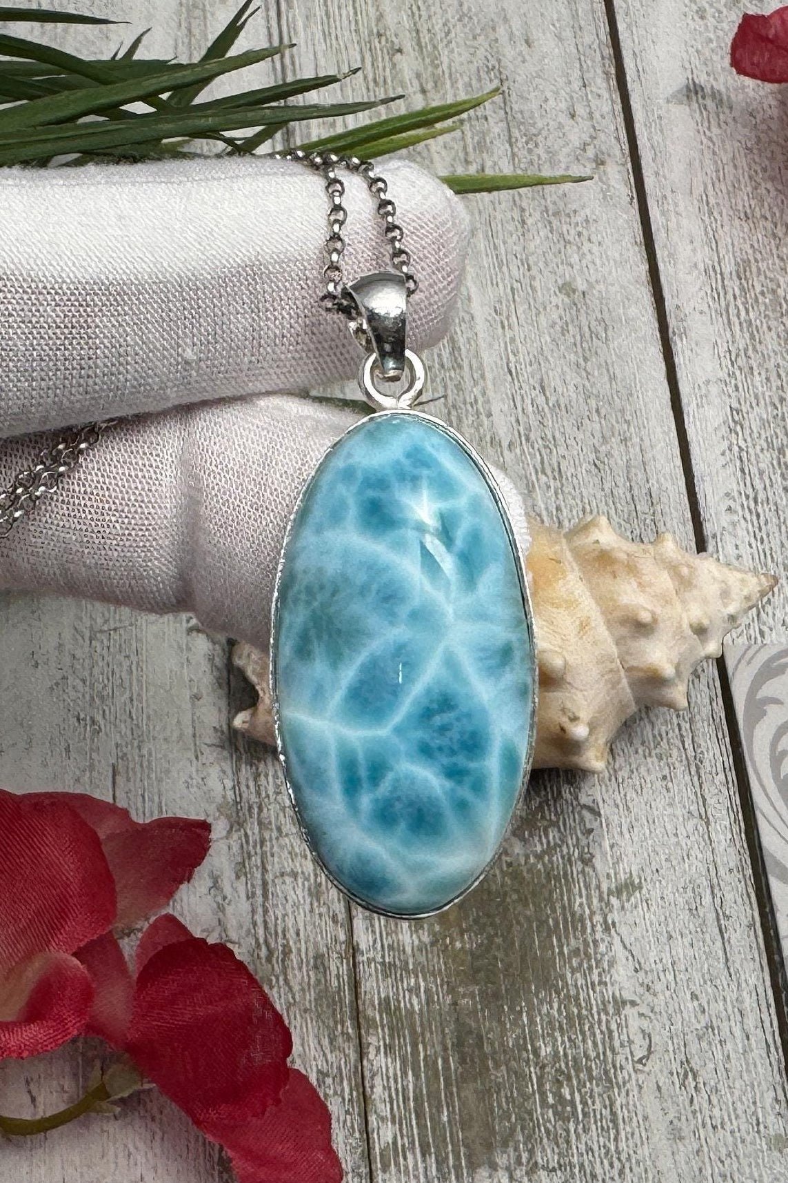 Larimar Teardrop Pendant 925 S Silver - Larimar Creations