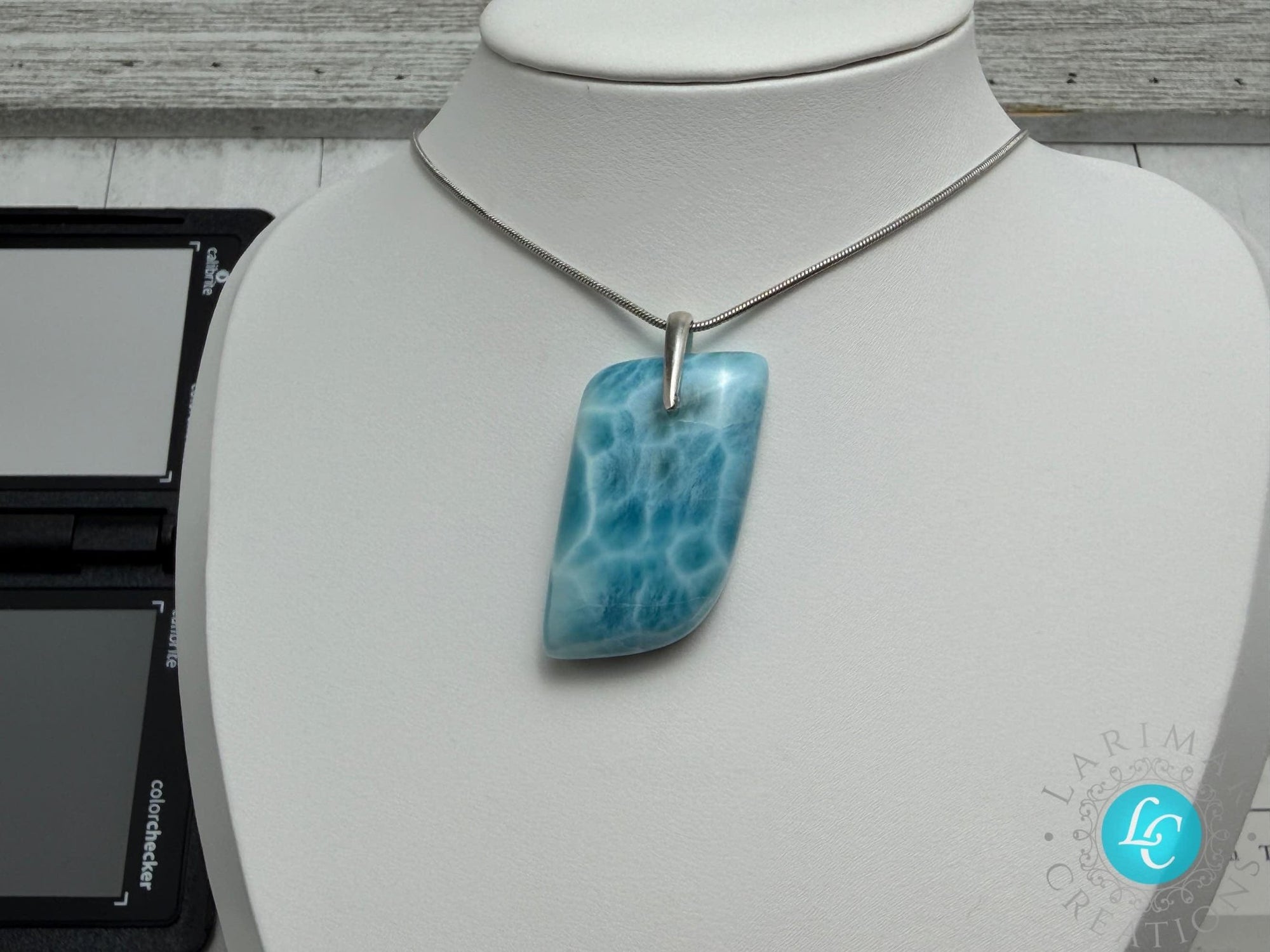 Larimar Teardrop Pendant, 925 S Silver - Larimar Creations