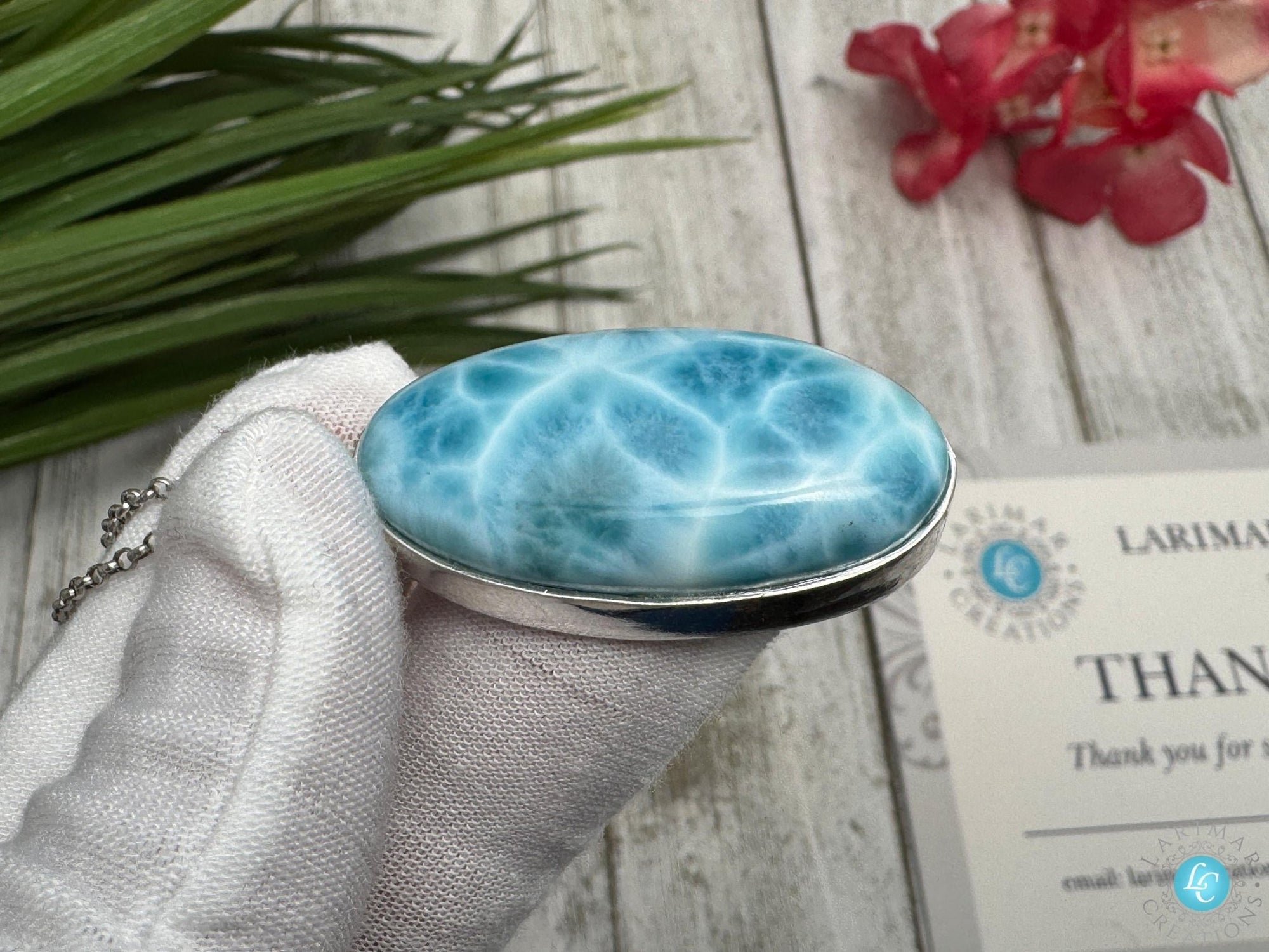 Larimar Teardrop Pendant 925 S Silver - Larimar Creations