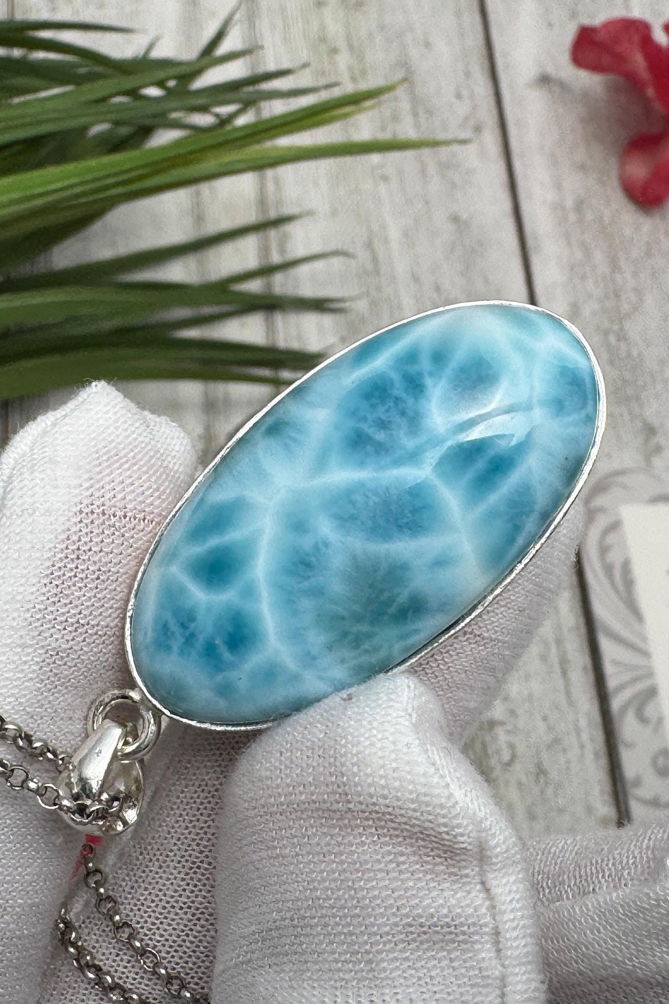 Larimar Teardrop Pendant 925 S Silver - Larimar Creations