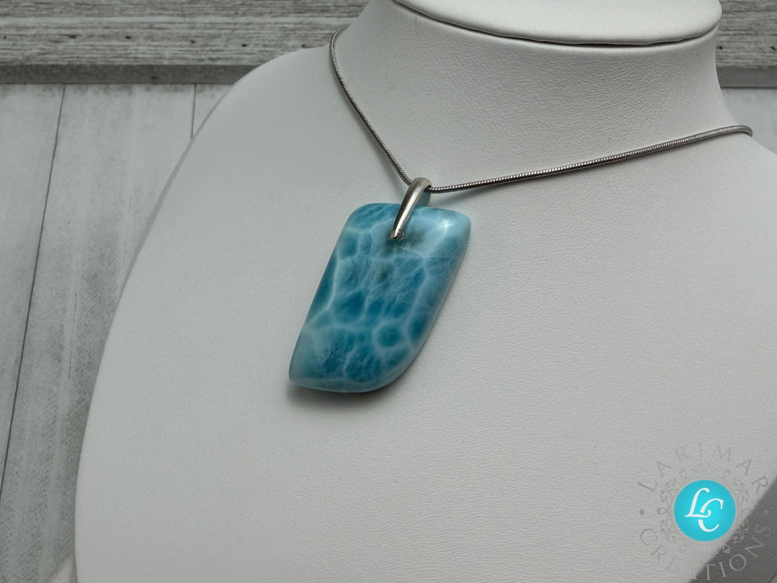 Larimar Teardrop Pendant, 925 S Silver - Larimar Creations
