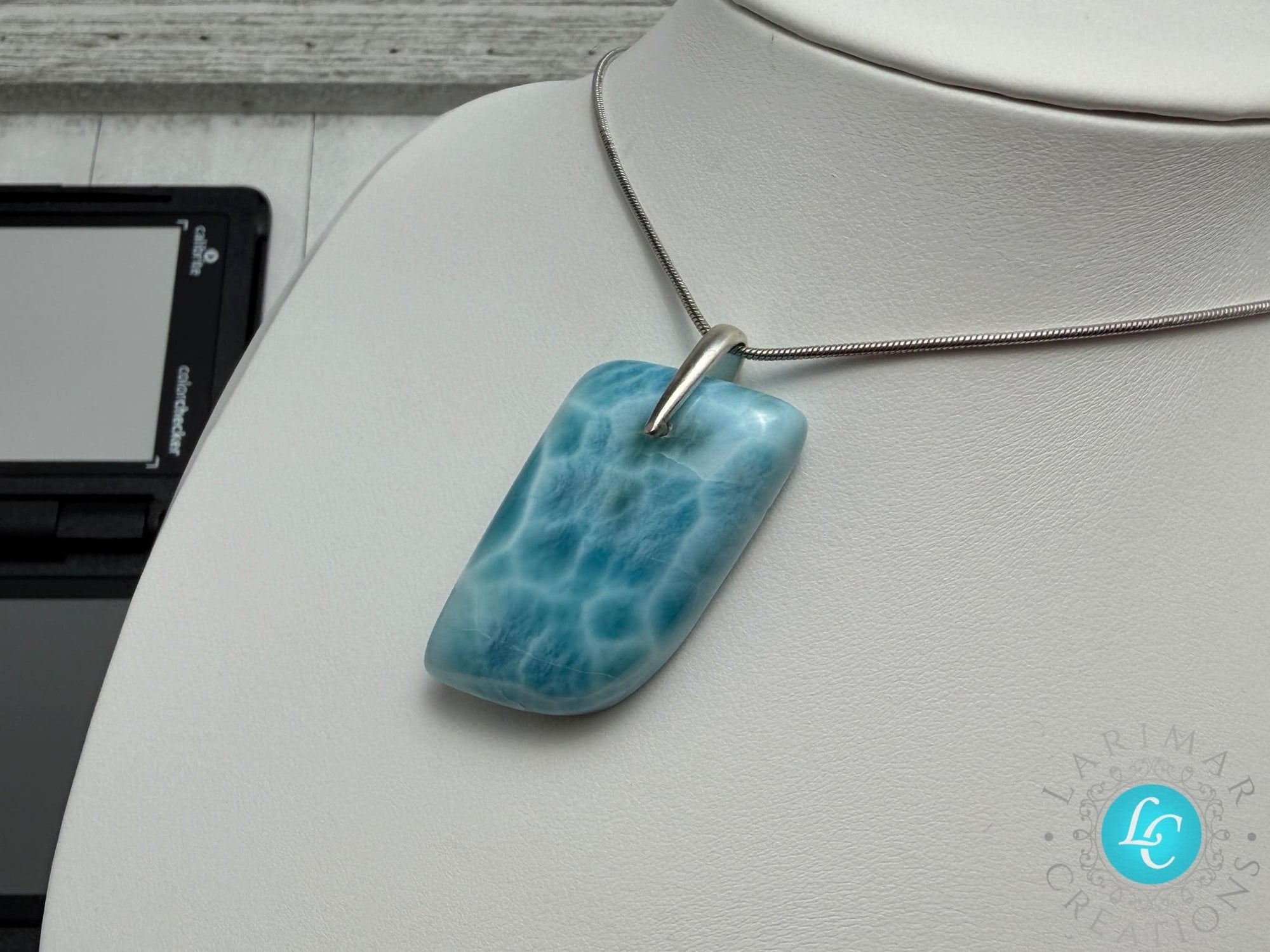Larimar Teardrop Pendant, 925 S Silver - Larimar Creations
