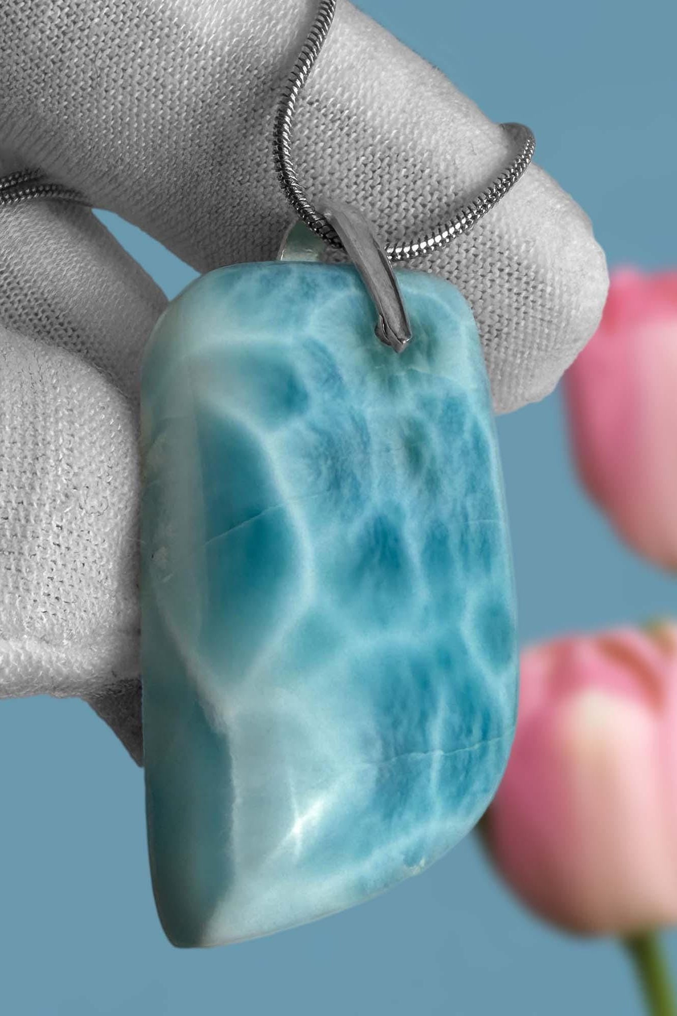 Larimar Teardrop Pendant, 925 S Silver - Larimar Creations