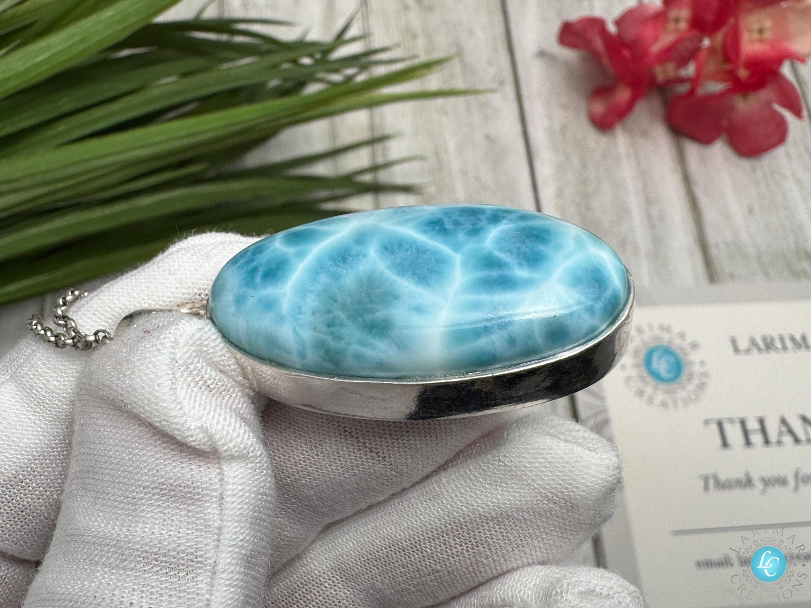 Larimar Teardrop Pendant 925 S Silver - Larimar Creations