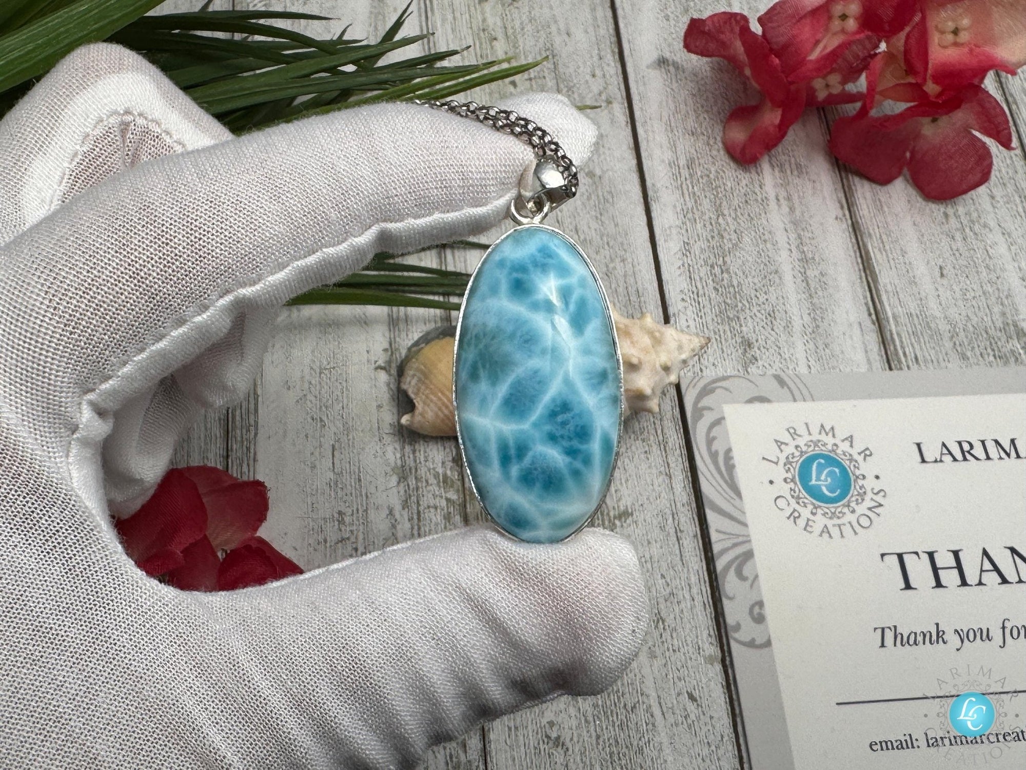 Larimar Teardrop Pendant 925 S Silver - Larimar Creations
