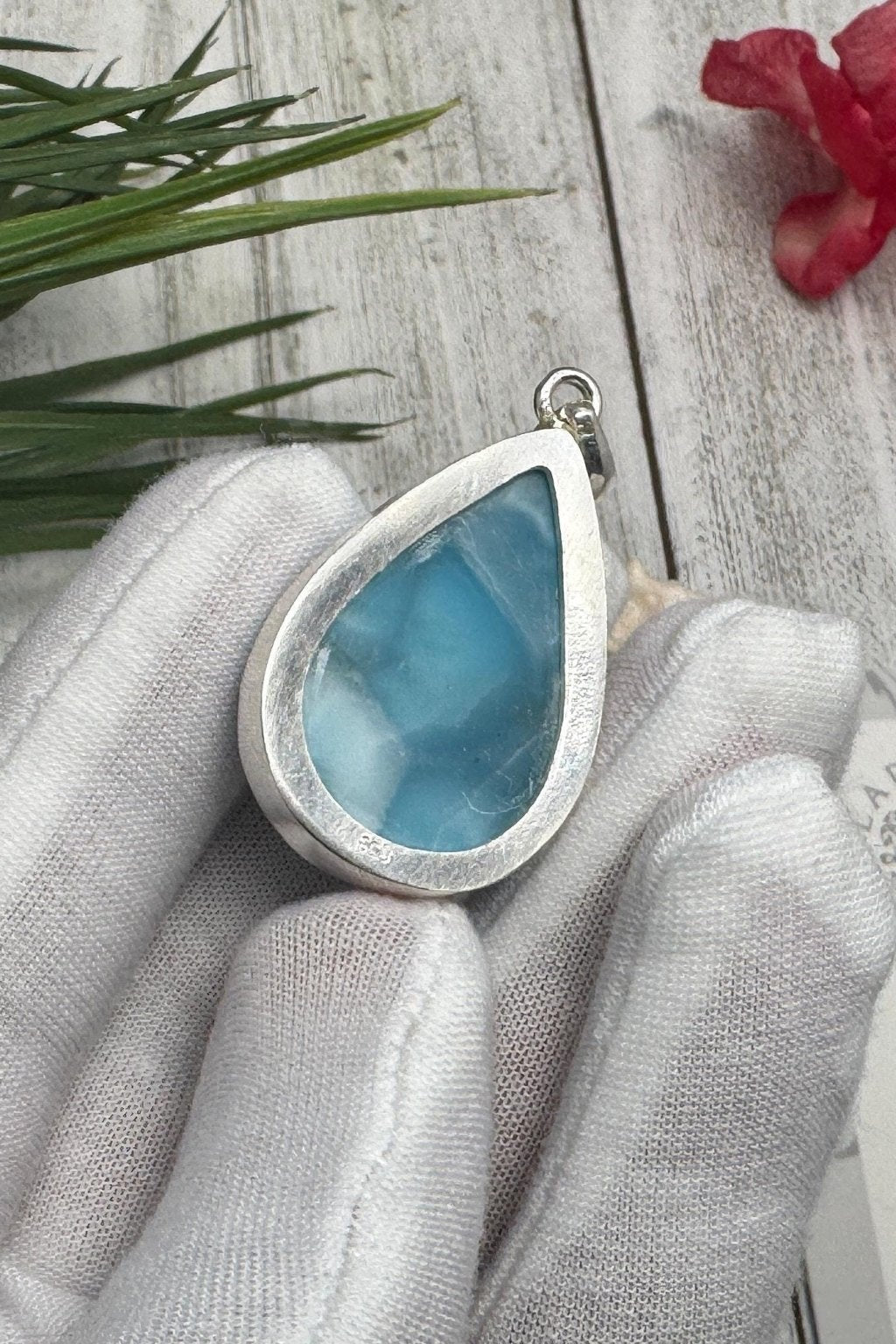 Larimar Teardrop Pendant, 925 Sterling Silver - Larimar Creations