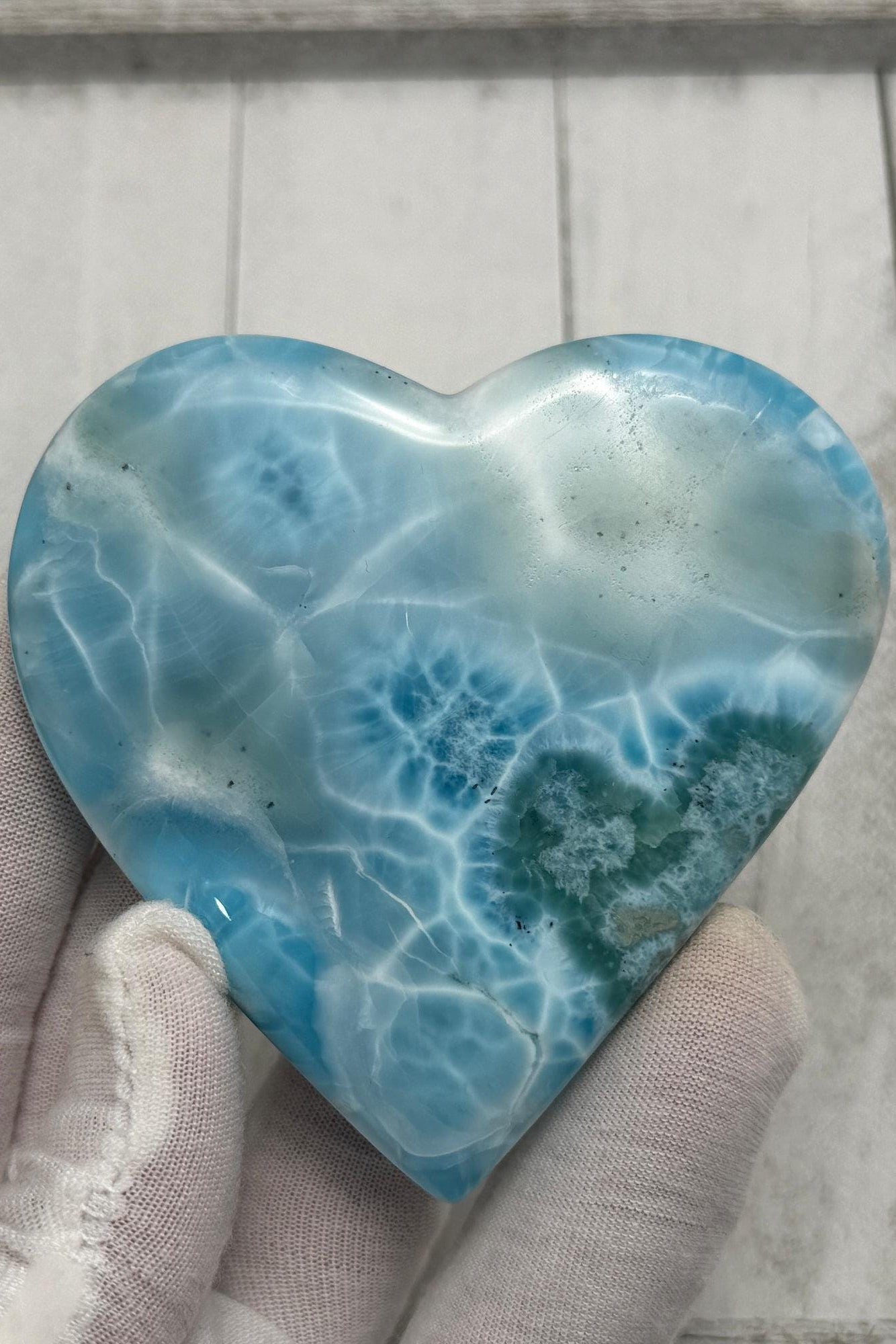 Museum - Grade Larimar Heart (140g) | Hand - Polished Dominican Stone - Larimar Creations