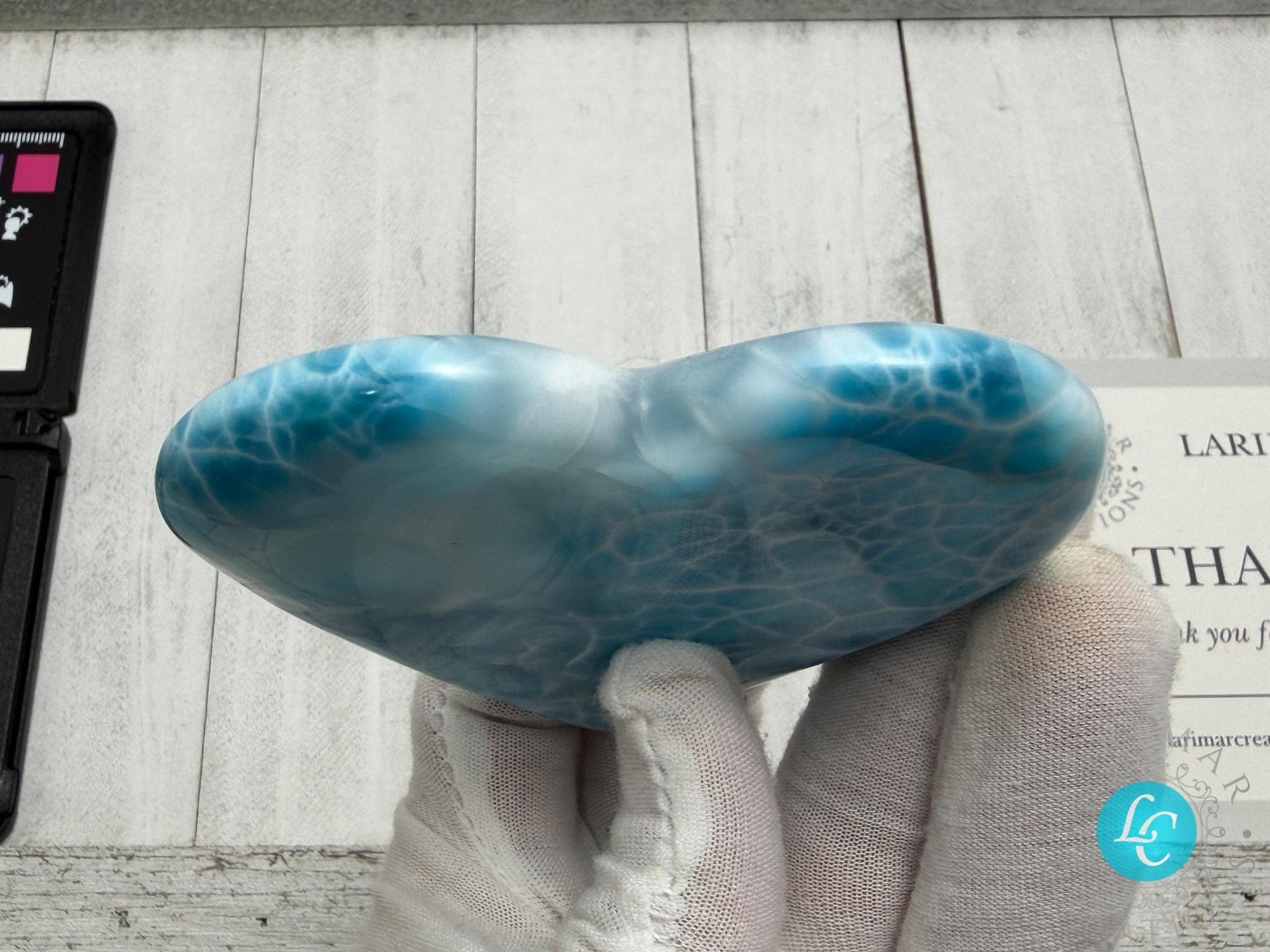 Museum - Grade Larimar Heart (140g) | Hand - Polished Dominican Stone - Larimar Creations