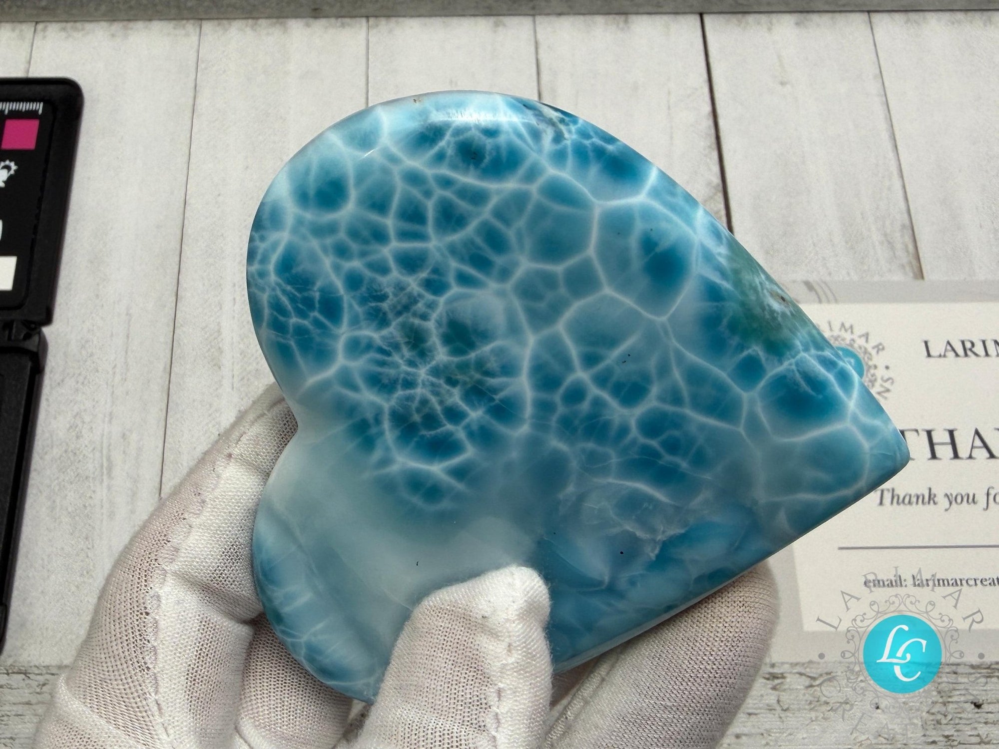 Museum - Grade Larimar Heart (140g) | Hand - Polished Dominican Stone - Larimar Creations