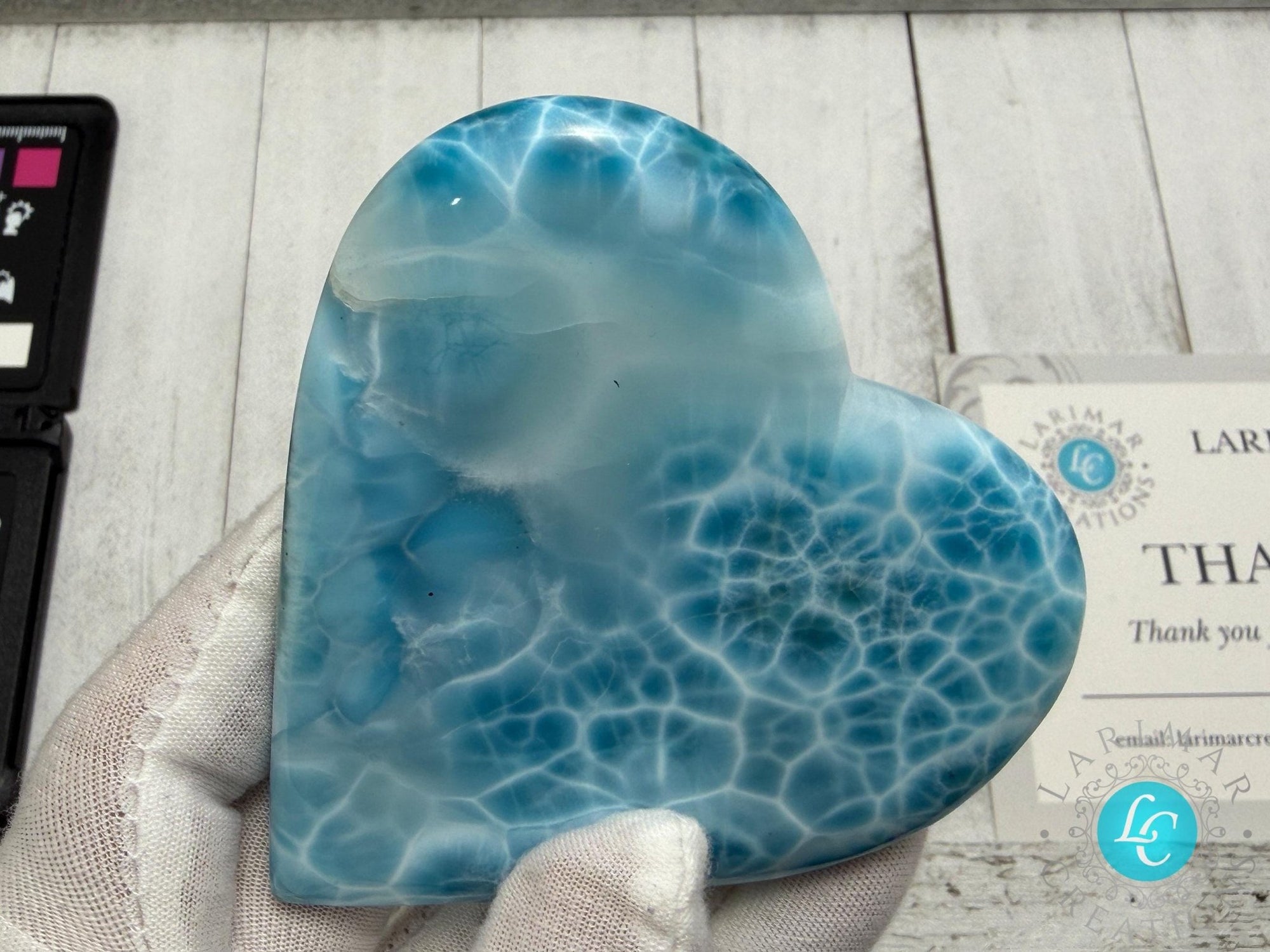 Museum - Grade Larimar Heart (140g) | Hand - Polished Dominican Stone - Larimar Creations