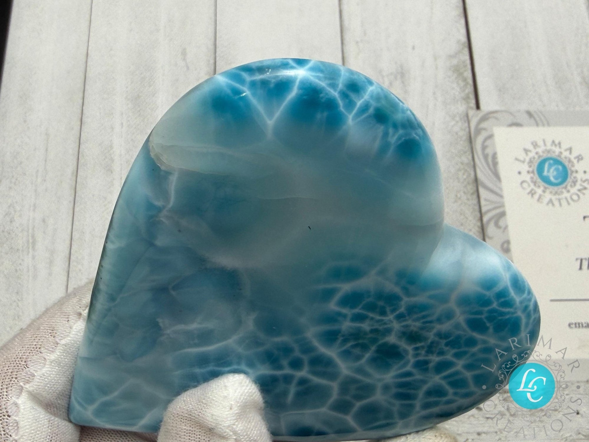 Museum - Grade Larimar Heart (140g) | Hand - Polished Dominican Stone - Larimar Creations