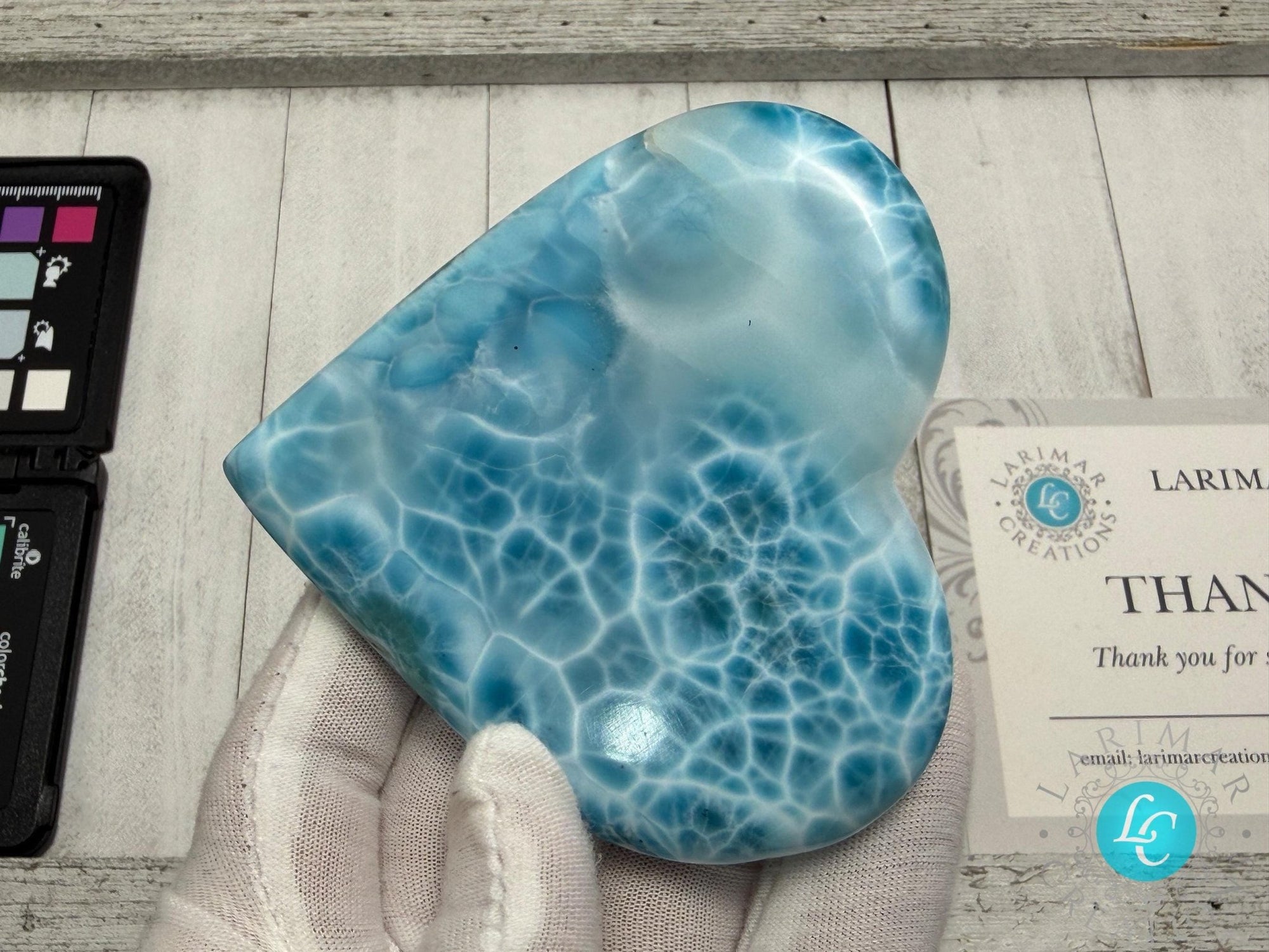 Museum - Grade Larimar Heart (140g) | Hand - Polished Dominican Stone - Larimar Creations