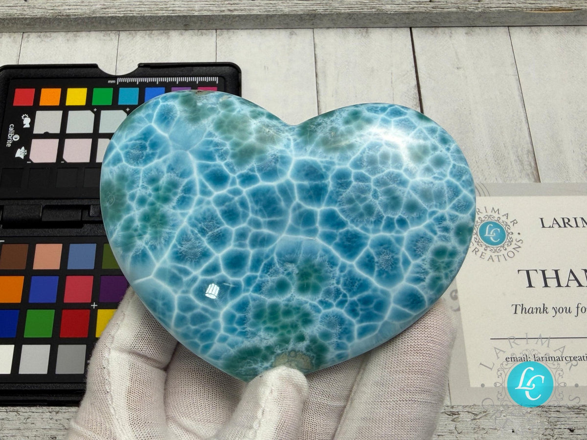 Museum - Grade Larimar Heart | Collector - Grade Dominican Stone - Larimar Creations