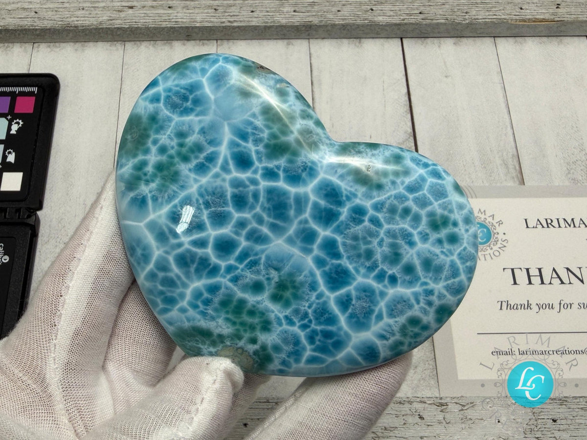 Museum - Grade Larimar Heart | Collector - Grade Dominican Stone - Larimar Creations
