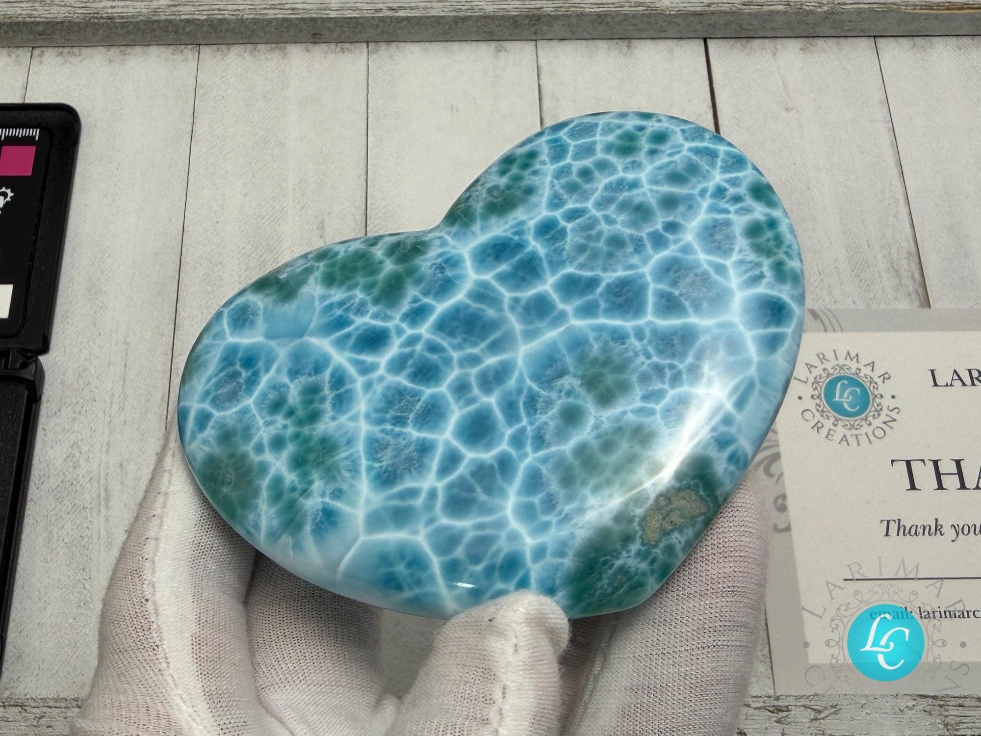 Museum - Grade Larimar Heart | Collector - Grade Dominican Stone - Larimar Creations