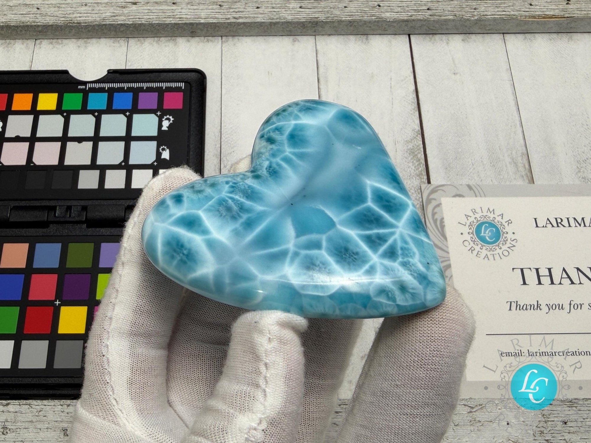Museum - Grade Larimar Heart | Double - Sided Polished Dominican Stone - Larimar Creations
