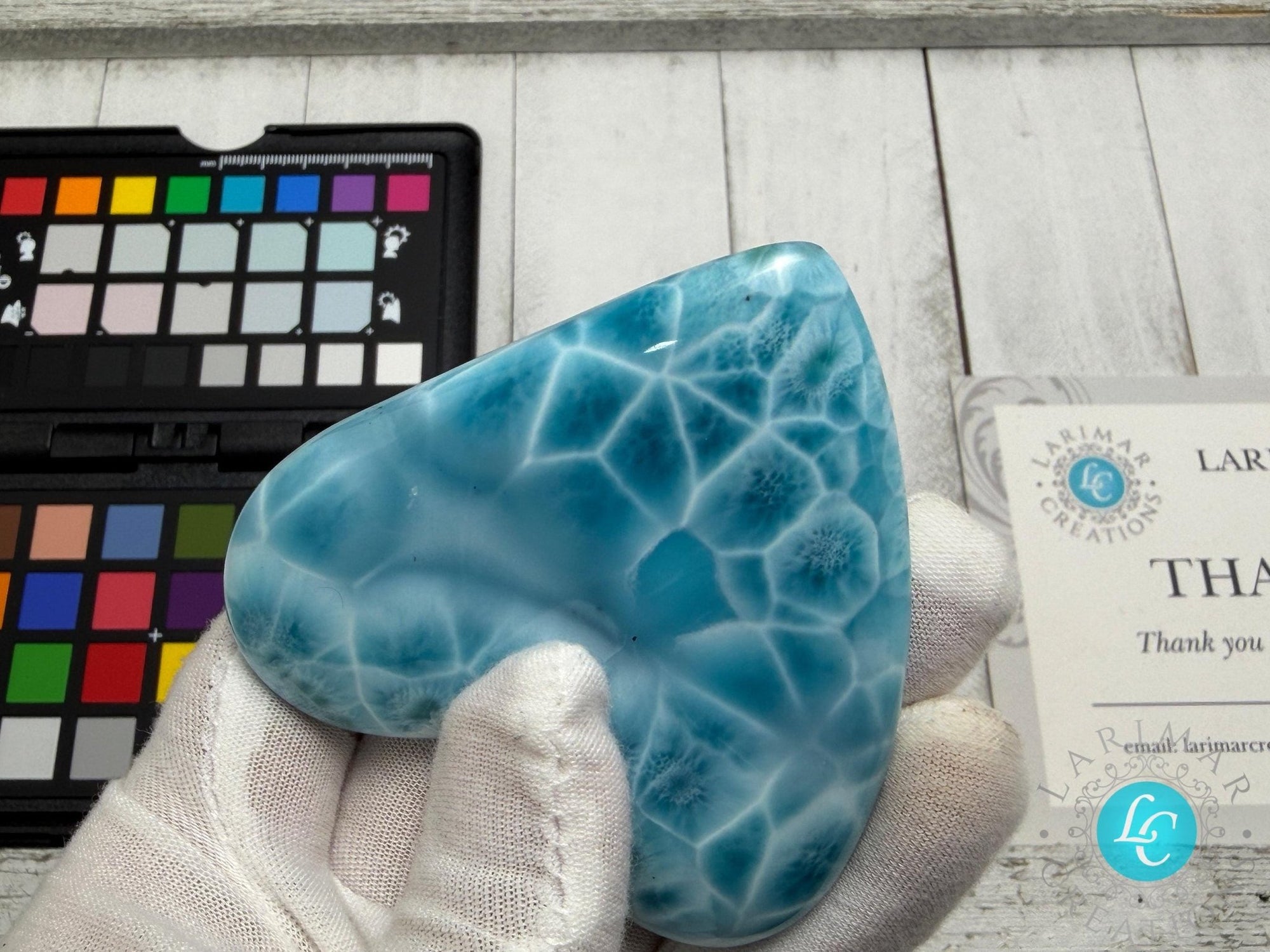 Museum - Grade Larimar Heart | Double - Sided Polished Dominican Stone - Larimar Creations