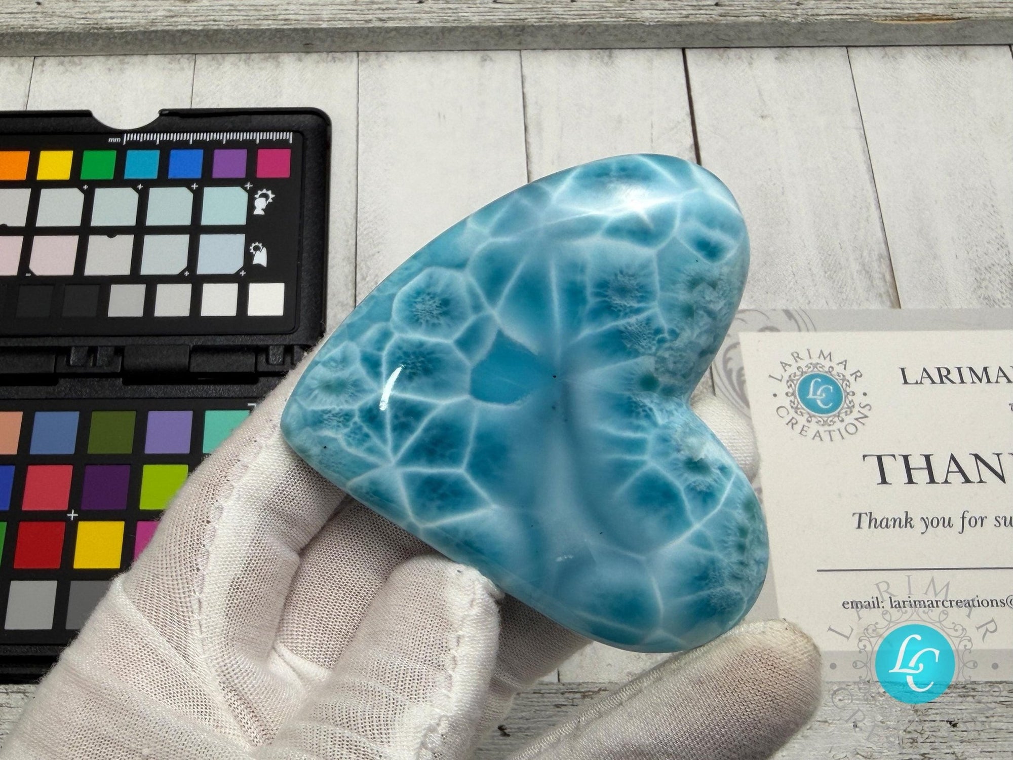 Museum - Grade Larimar Heart | Double - Sided Polished Dominican Stone - Larimar Creations