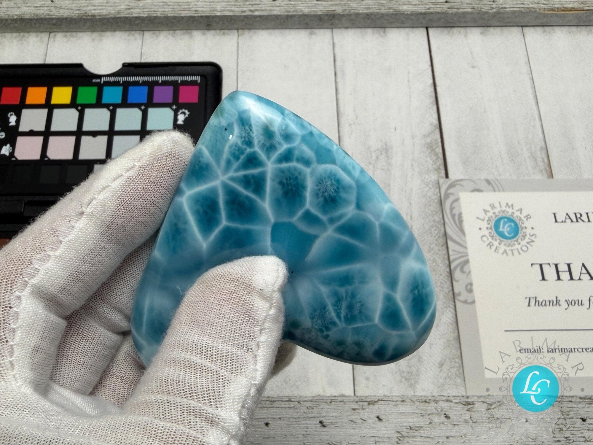 Museum - Grade Larimar Heart | Double - Sided Polished Dominican Stone - Larimar Creations