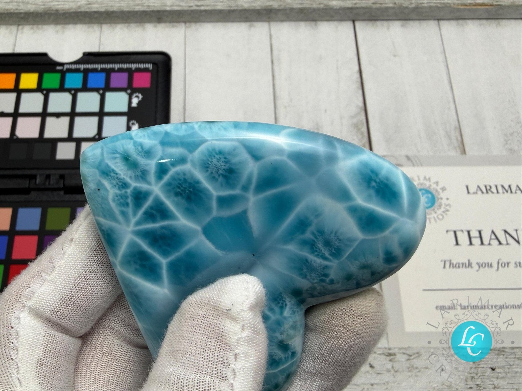 Museum - Grade Larimar Heart | Double - Sided Polished Dominican Stone - Larimar Creations