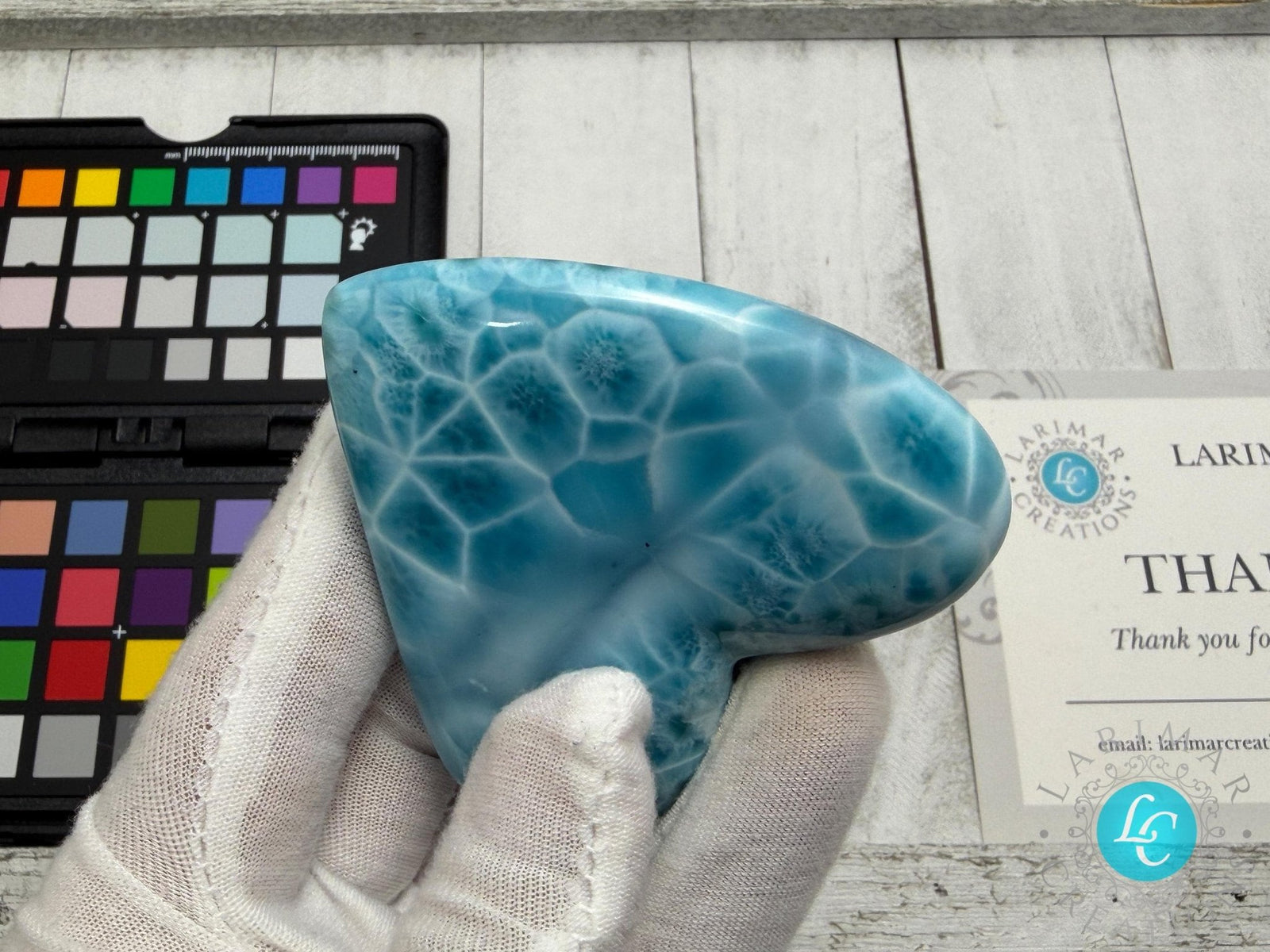 Museum - Grade Larimar Heart | Double - Sided Polished Dominican Stone - Larimar Creations