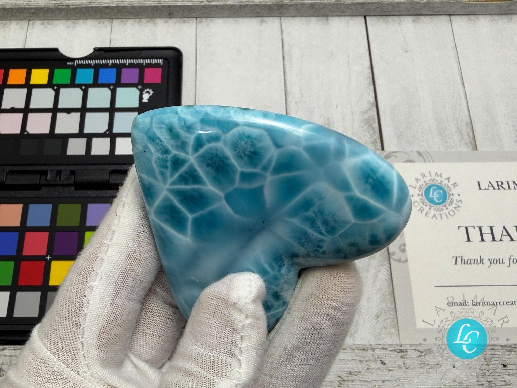 Museum - Grade Larimar Heart | Double - Sided Polished Dominican Stone - Larimar Creations