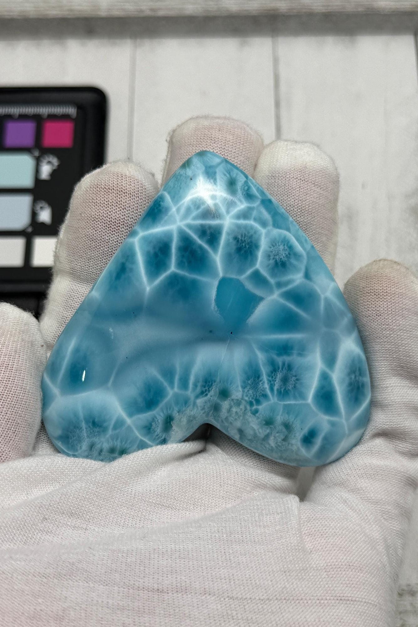 Museum - Grade Larimar Heart | Double - Sided Polished Dominican Stone - Larimar Creations