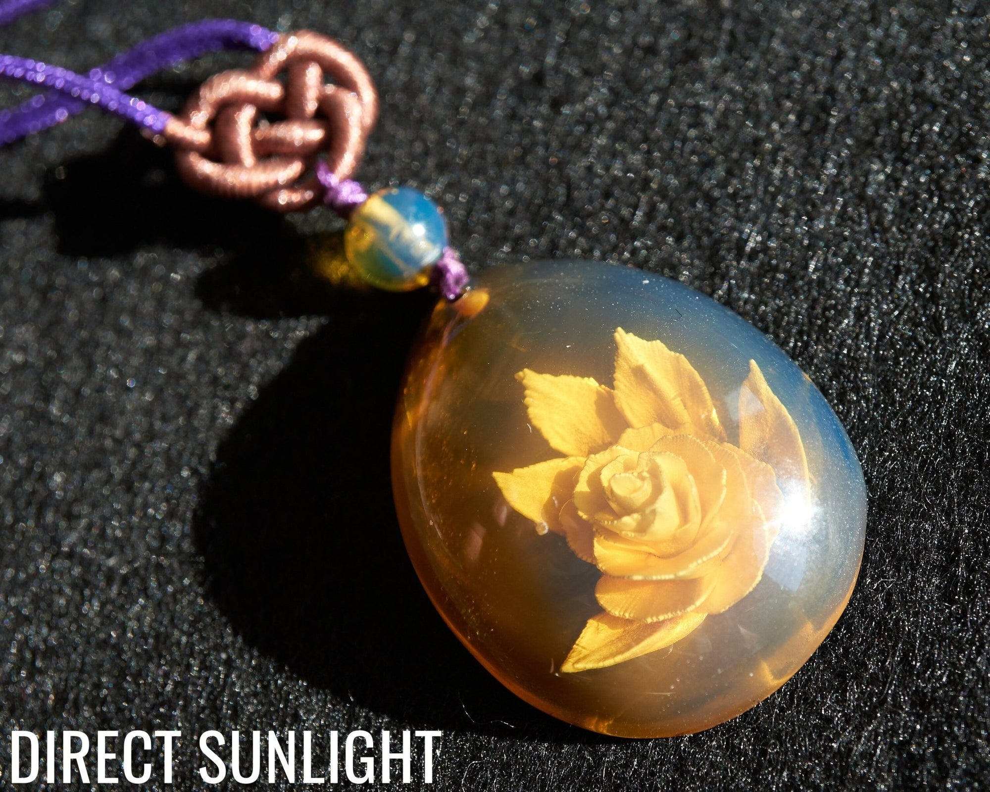 Natural Blue amber dominican flower carved - Larimar Creations