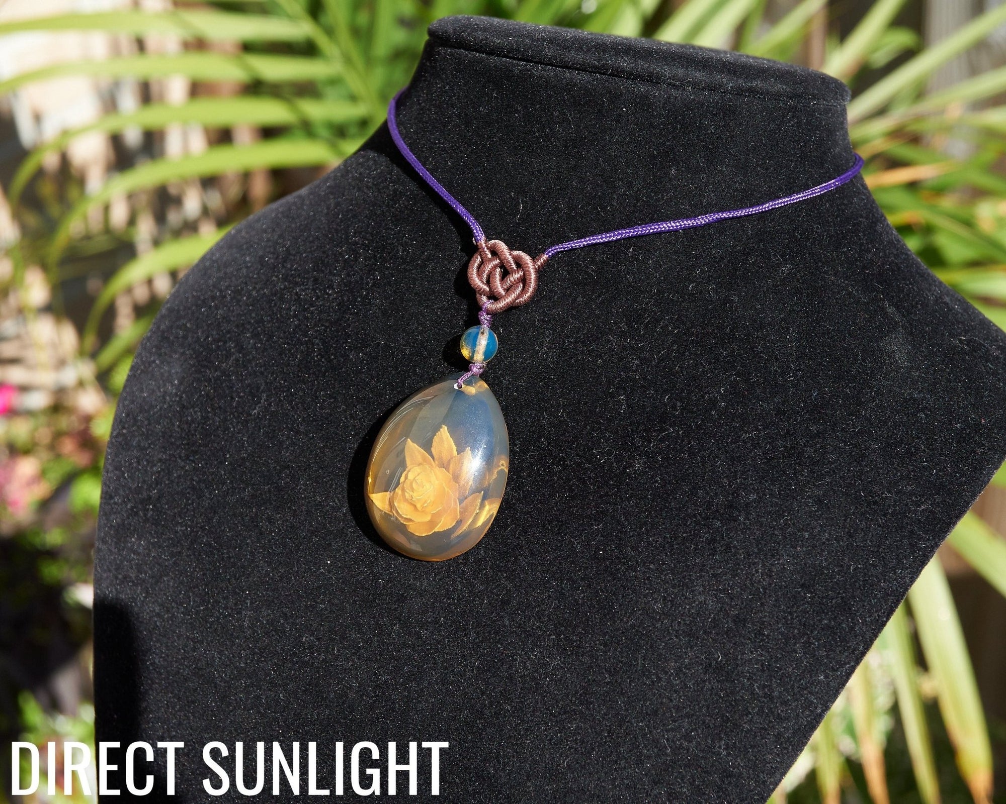 Natural Blue amber dominican flower carved - Larimar Creations