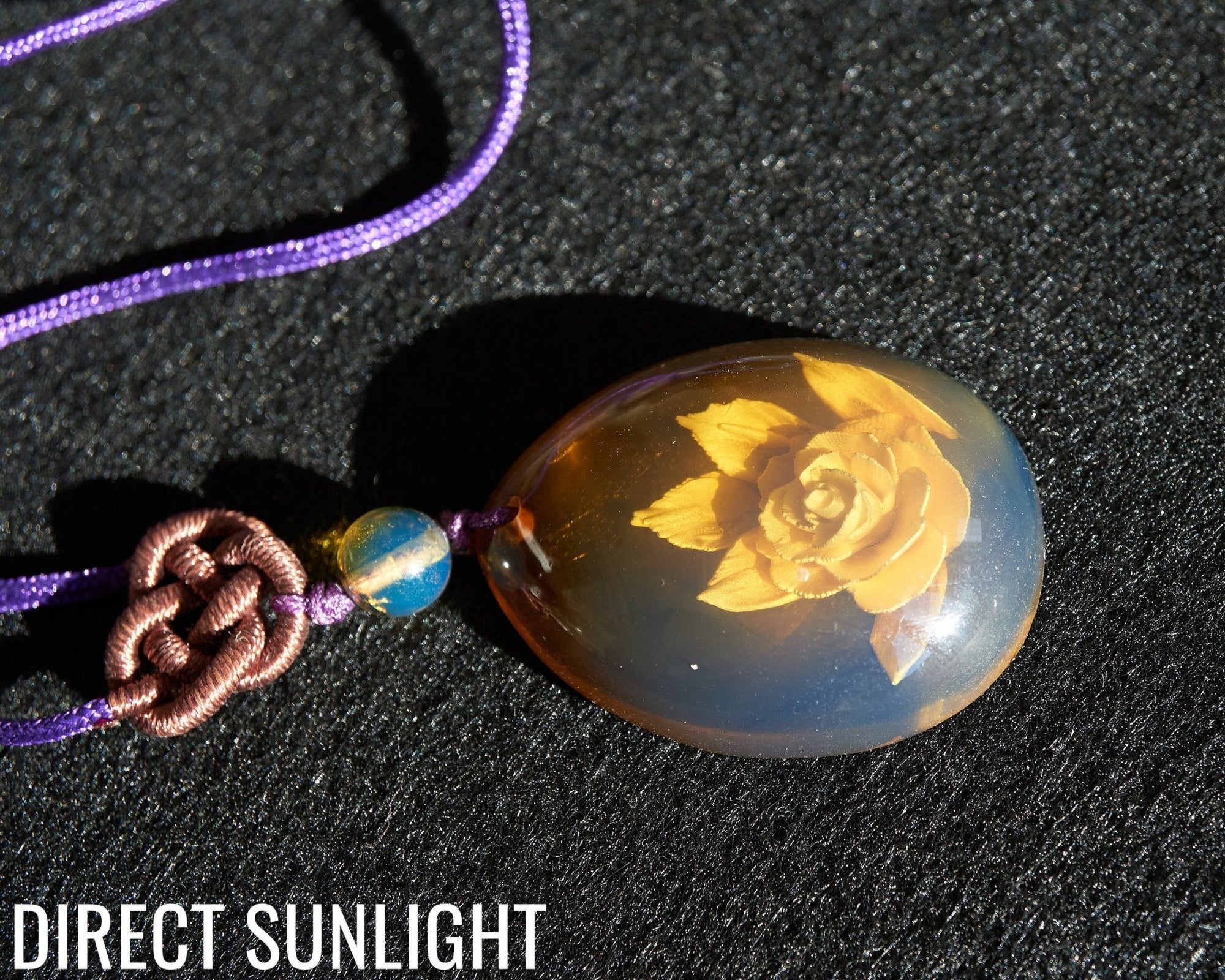 Natural Blue amber dominican flower carved - Larimar Creations